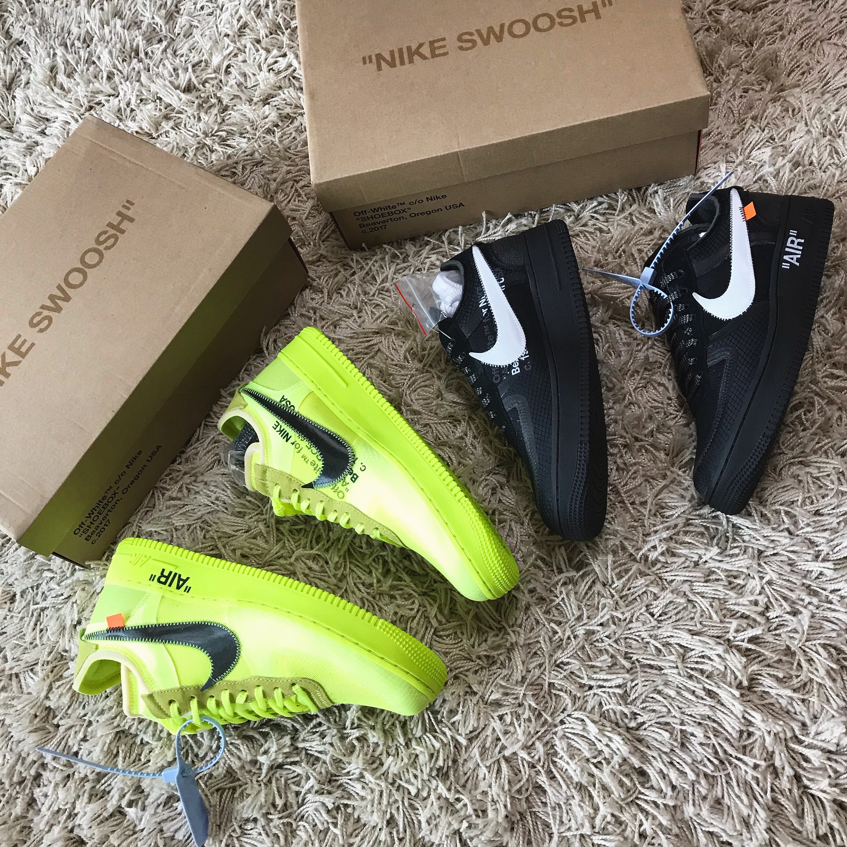 Nike x Off-White Air Force 1 Low Volt, Nike x Off-White Air Force 1 Low Black White 착용 스타일