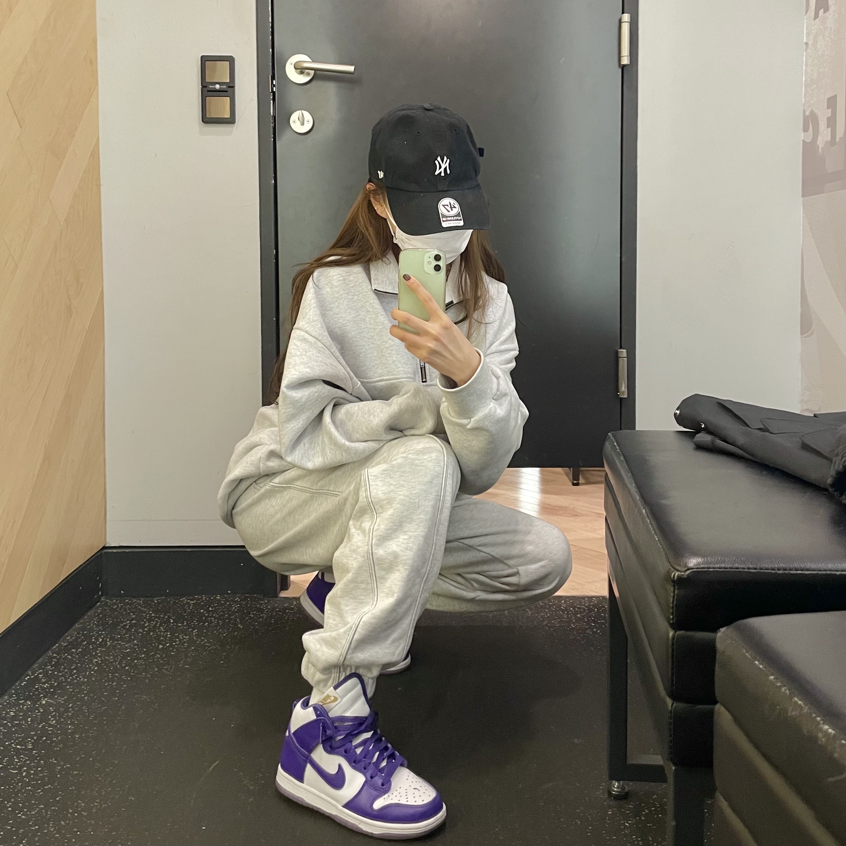 (W) Nike Dunk High SP Varsity Purple 착용 스타일