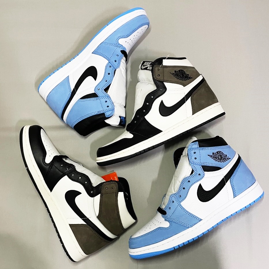 Jordan 1 Retro High OG University Blue, Jordan 1 Retro High OG Black Mocha 착용 스타일