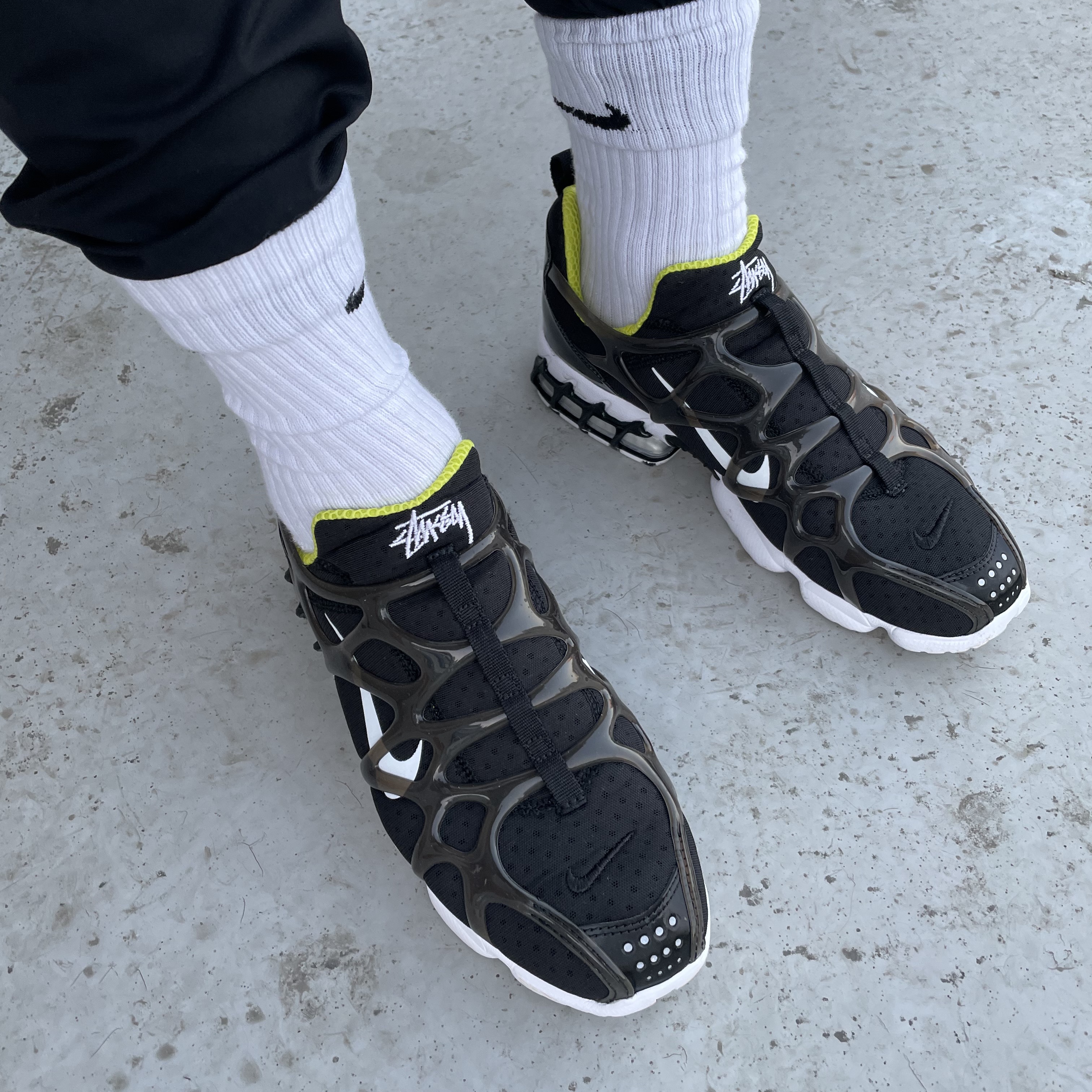 Nike x Stussy Air Zoom Spiridon Kukini Black 착용 스타일