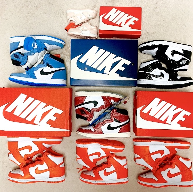 Jordan 1 Retro High OG University Blue, Nike Dunk High Retro Orange Blaze 착용 스타일
