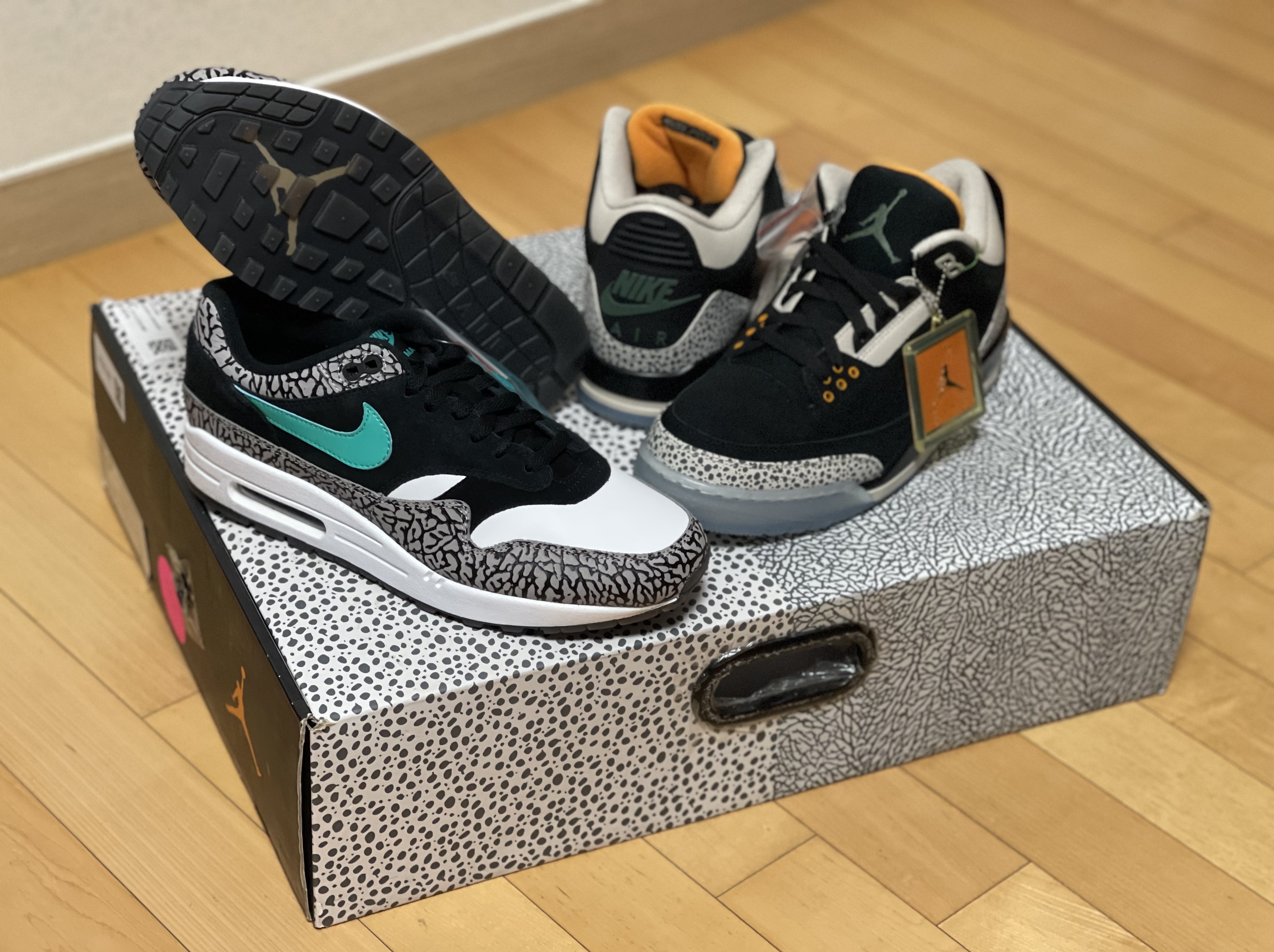 Jordan 3 x Nike Air Max 1 Atmos Safari Pack 착용 스타일