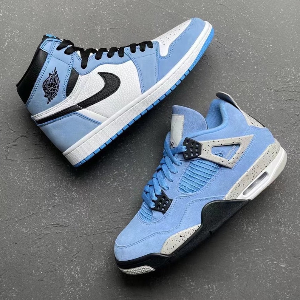 Jordan 4 Retro University Blue, Jordan 1 Retro High OG University Blue 착용 스타일 - 5