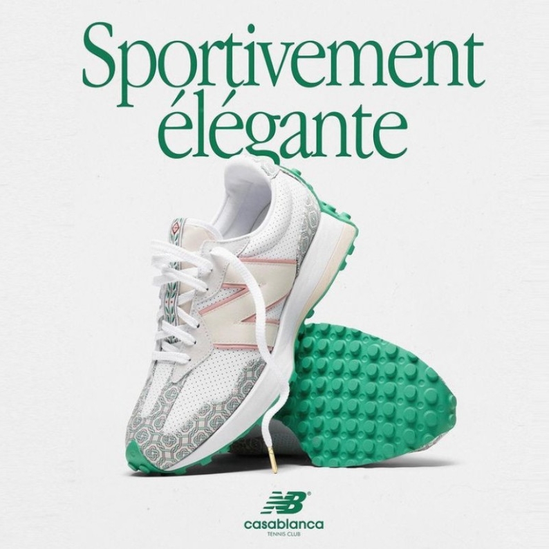 New Balance x Casablanca 327 Idealist Monogram White Green 착용 스타일
