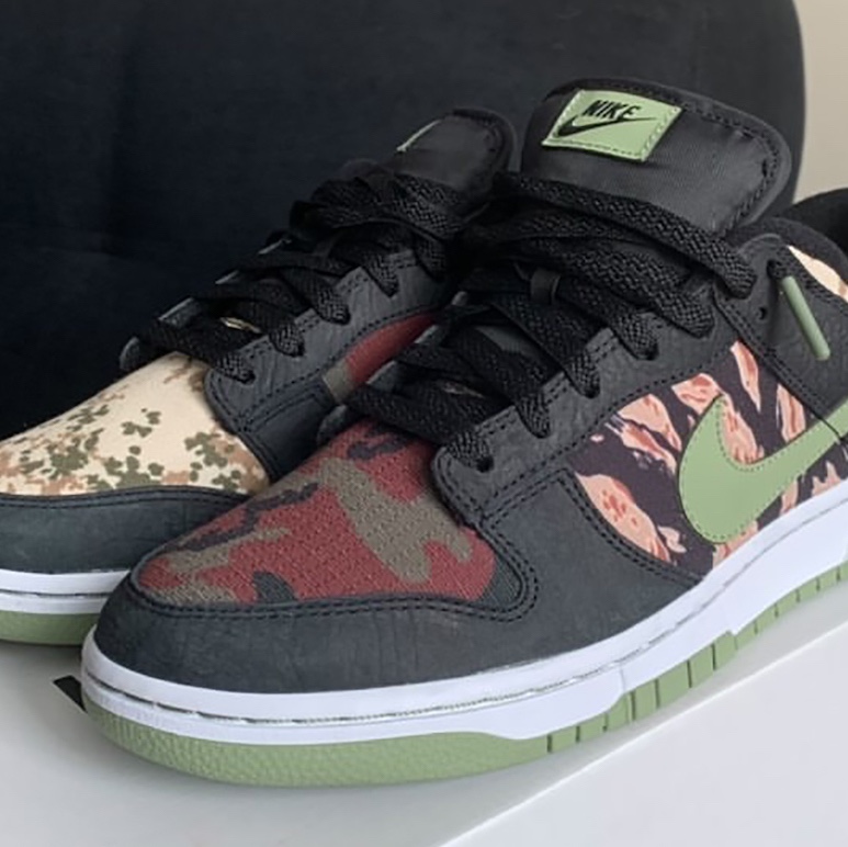 Nike Dunk Low SE Black Multi Camo 착용 스타일 - 2