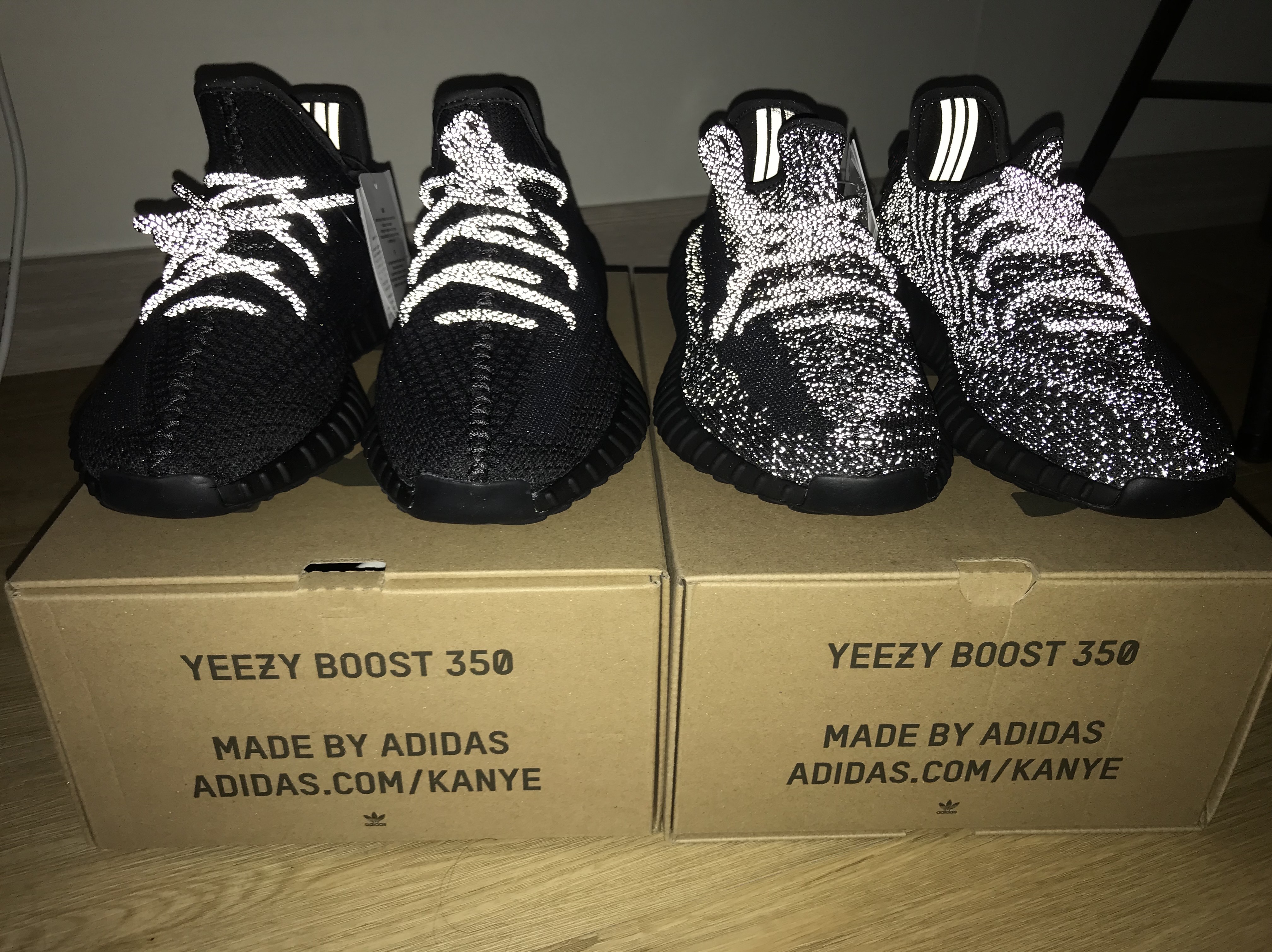 Adidas Yeezy Boost 350 V2 Black - Non-Reflective, Adidas Yeezy Boost 350 V2 Black - Reflective 착용 스타일