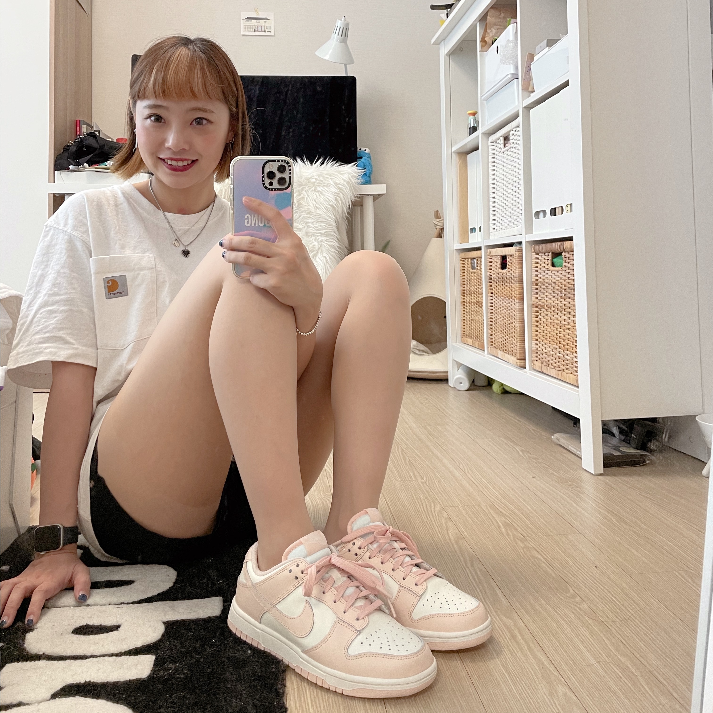 (W) Nike Dunk Low Orange Pearl 착용 스타일 - 3