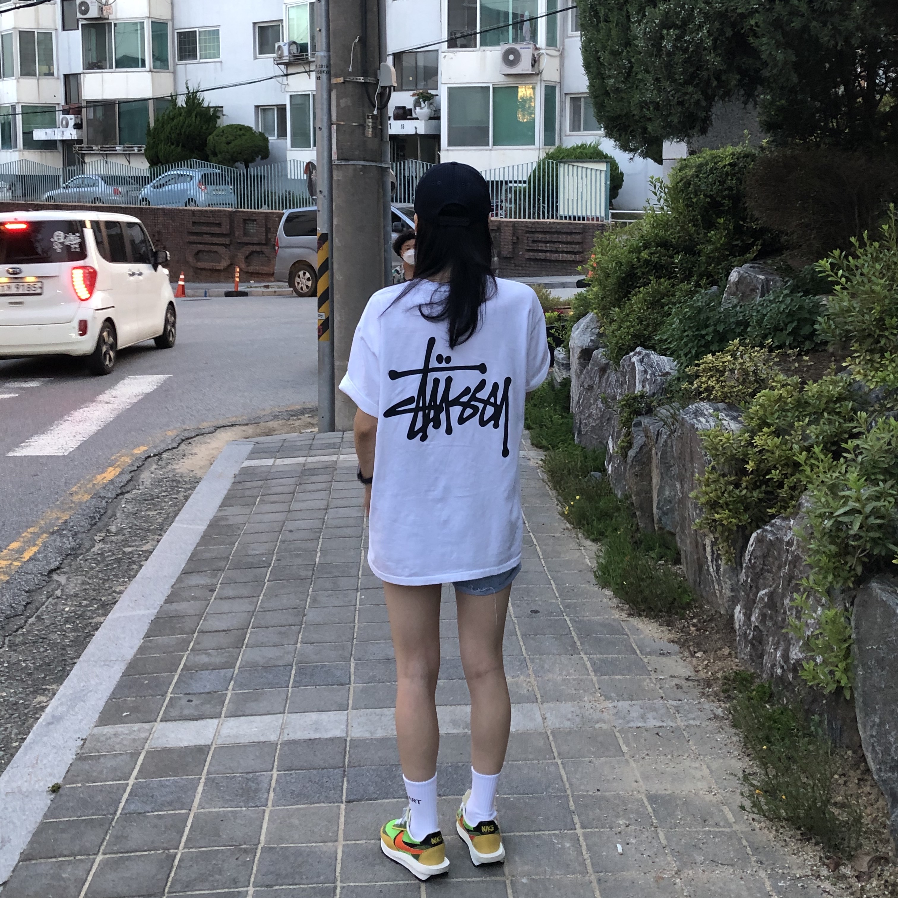 Nike x Sacai LDWaffle Green Multi 착용 스타일