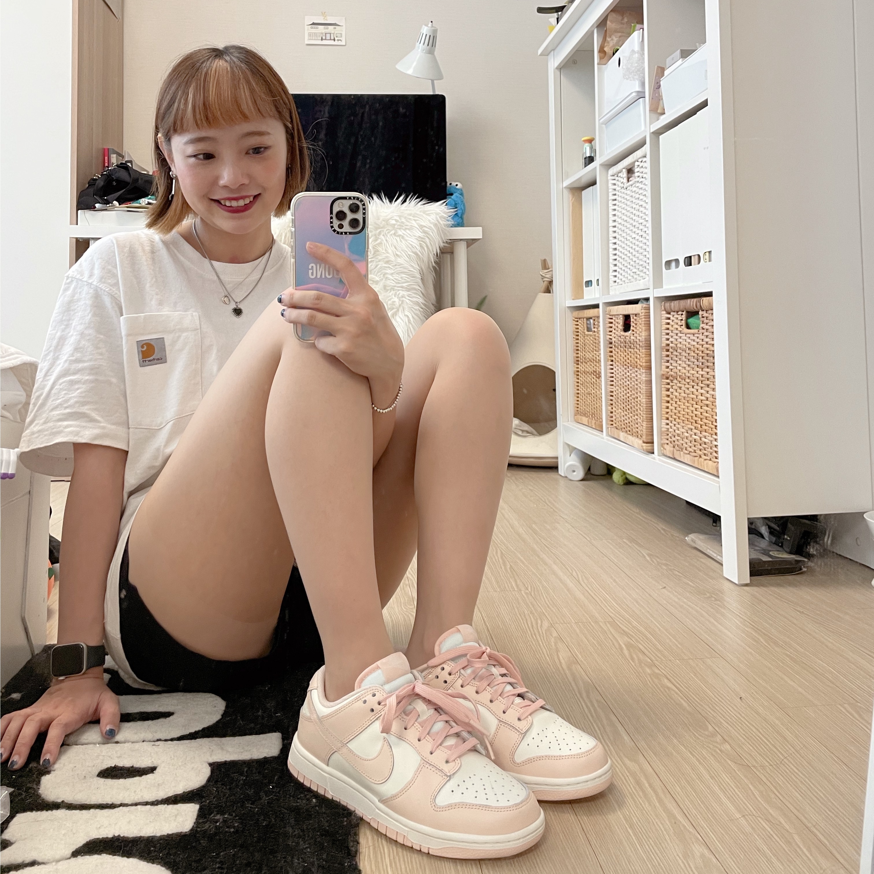 (W) Nike Dunk Low Orange Pearl 착용 스타일 - 4