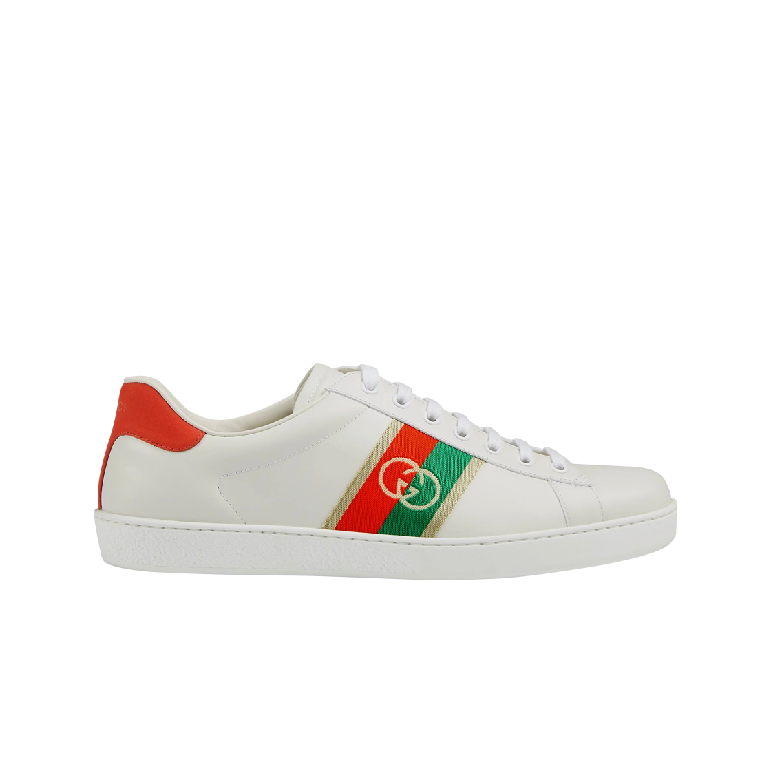 644749-1XGM0-9063 Gucci Ace Interlocking G Logo Sneakers White Red
