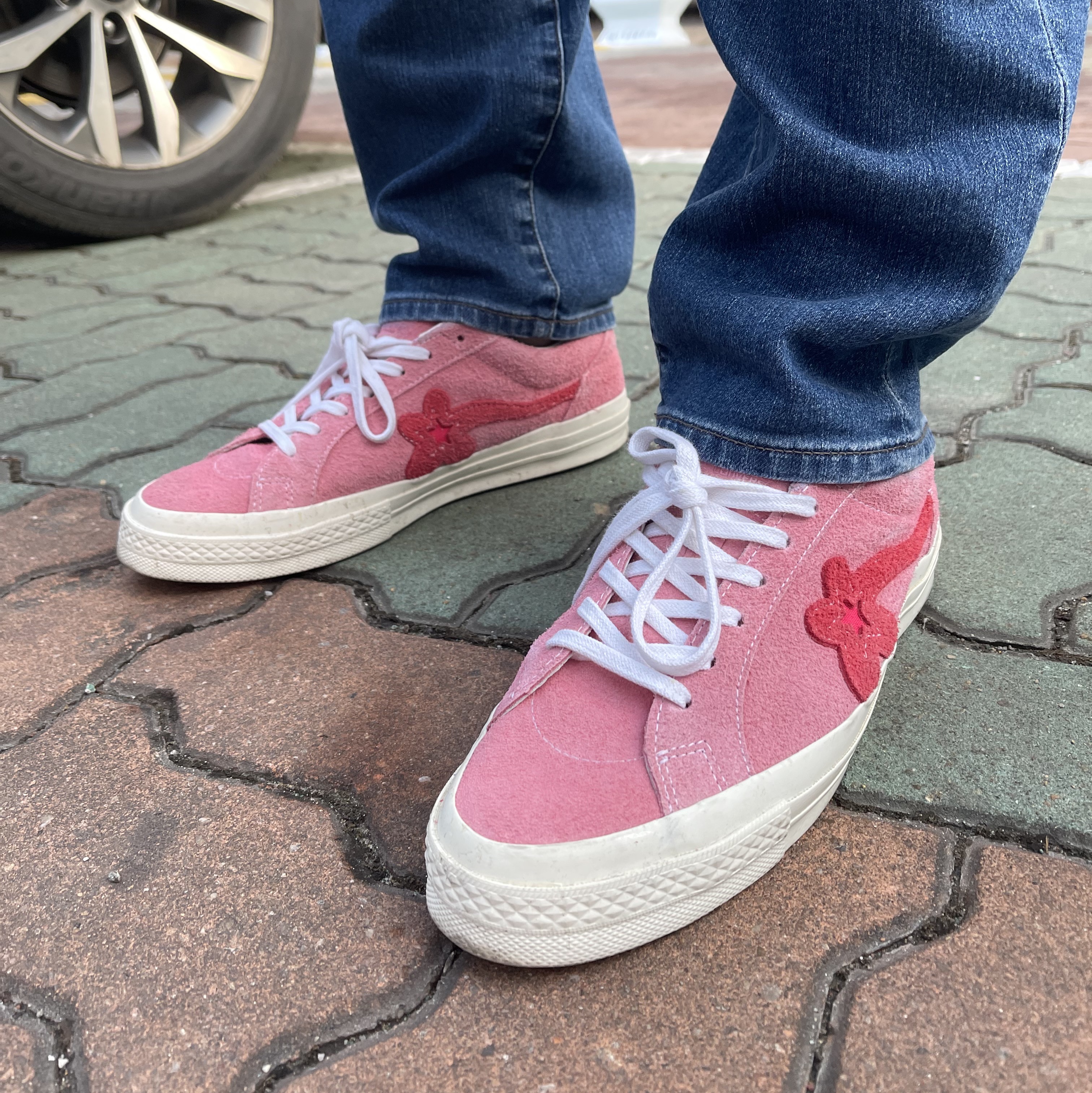 Converse x Golf le Fleur One Star Ox Geranium Pink 착용 스타일 - 3