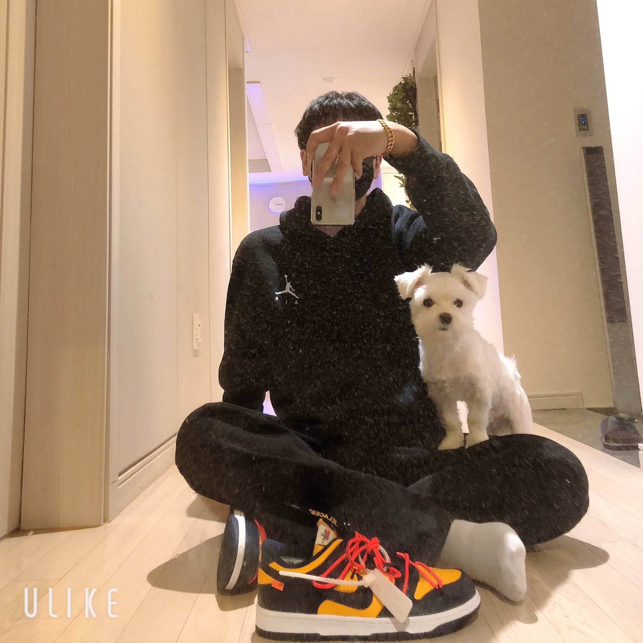 Nike x Off-White Dunk Low University Gold Midnight Navy 착용 스타일