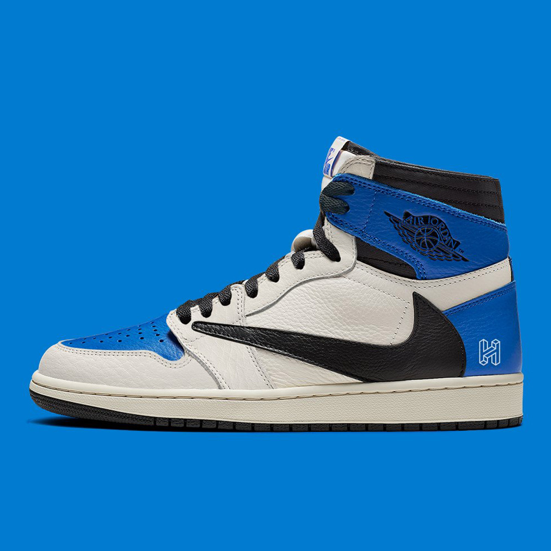 Jordan 1 x Travis Scott x Fragment Retro High OG SP Military Blue 착용 스타일 - 2
