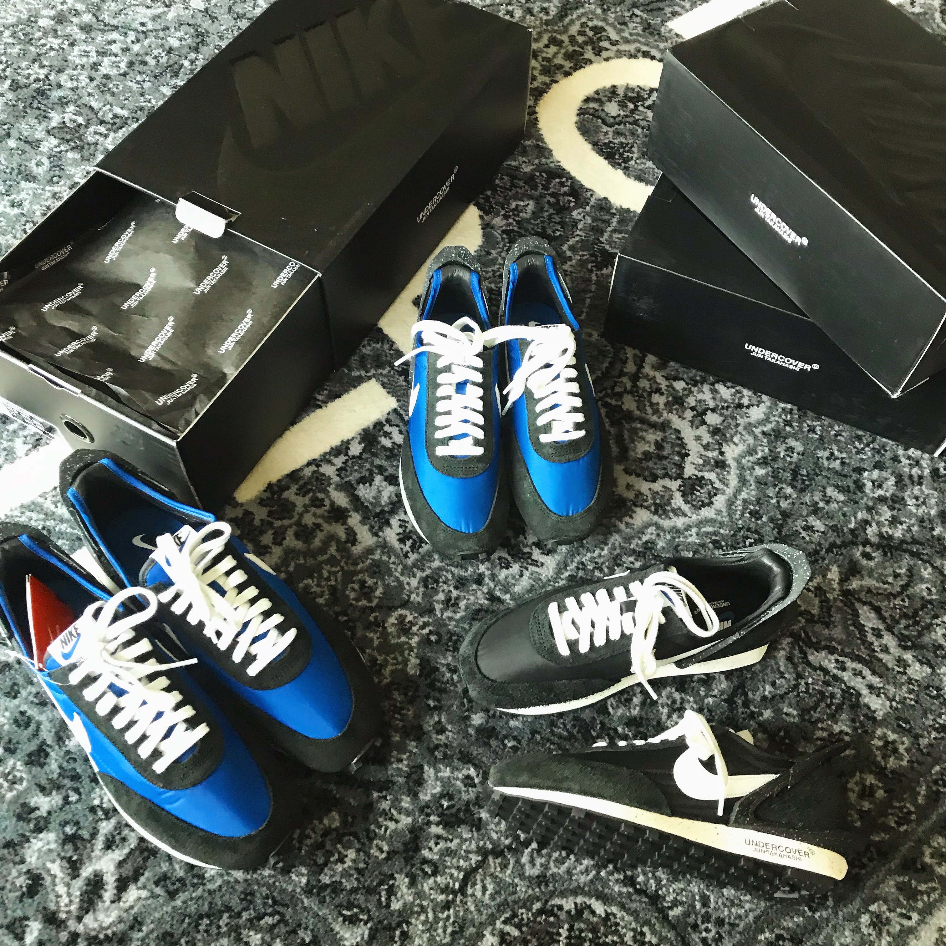 Nike x Undercover Daybreak Black, Nike x Undercover Daybreak Blue Jay 착용 스타일