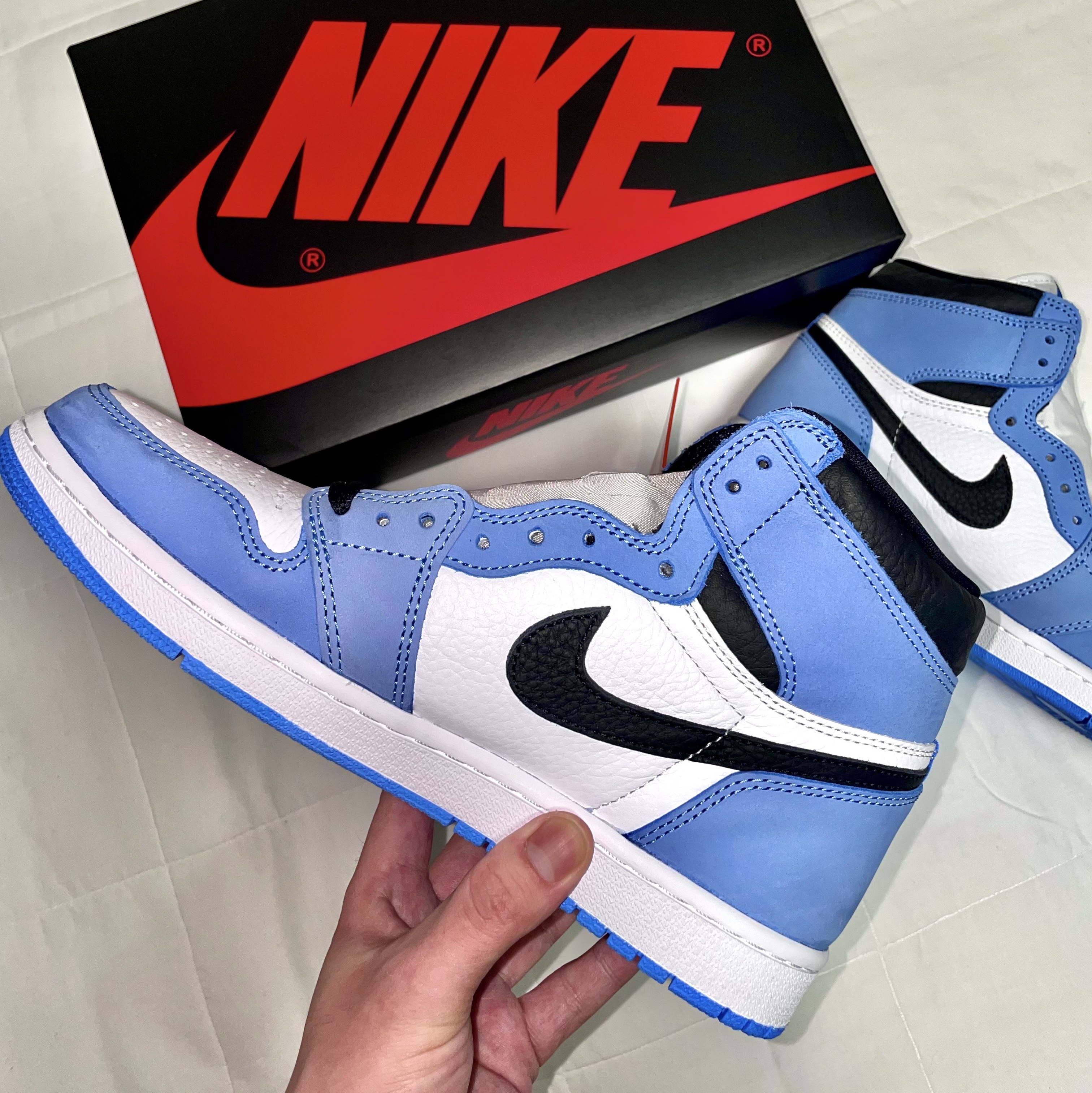 Jordan 1 Retro High OG University Blue, (GS) Jordan 1 Retro High OG University Blue 착용 스타일