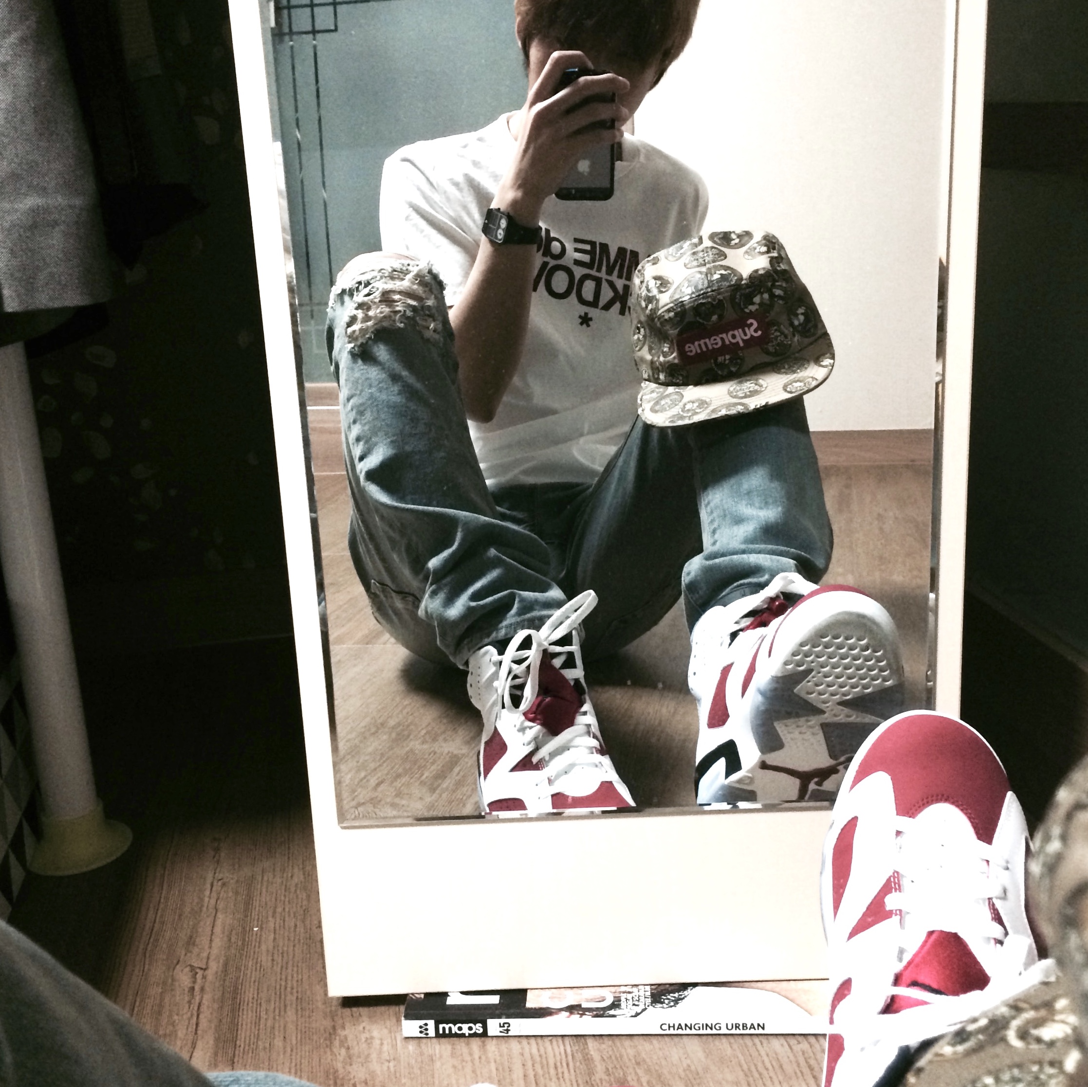 Jordan 6 Retro Carmine 2014, Jordan 6 Retro Carmine 2021 착용 스타일 - 1