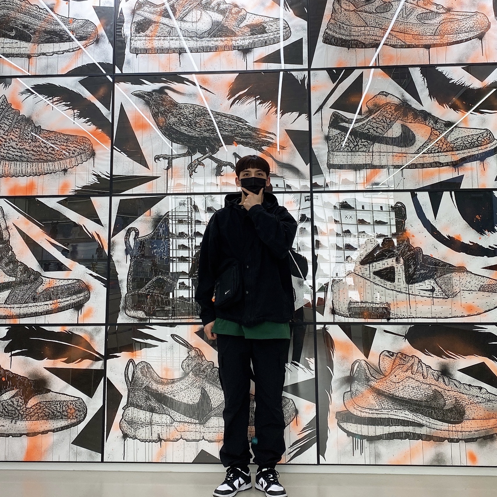 Nike Dunk Low Retro Black, (W) Nike Dunk Low Black 착용 스타일 - 2