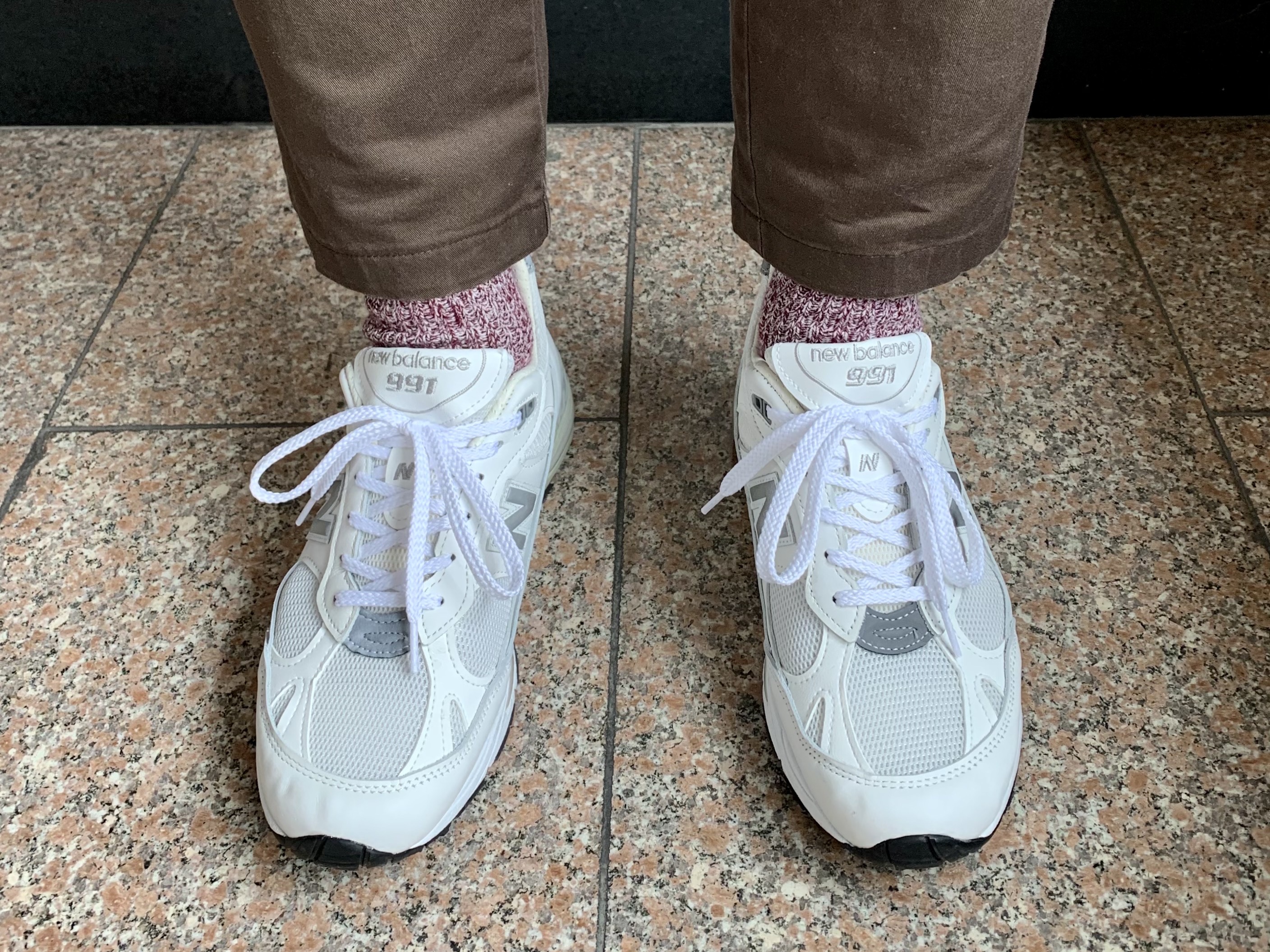 New Balance 991 Made in UK White Silver 착용 스타일