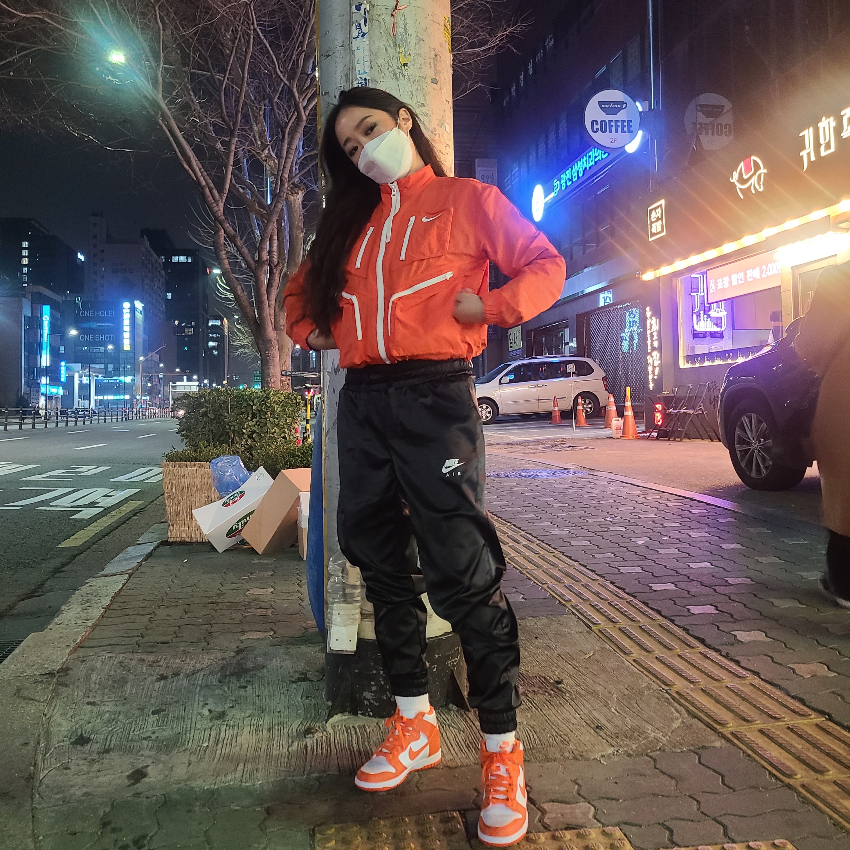 (GS) Nike Dunk High Orange Blaze, Nike Dunk High Retro Orange Blaze 착용 스타일