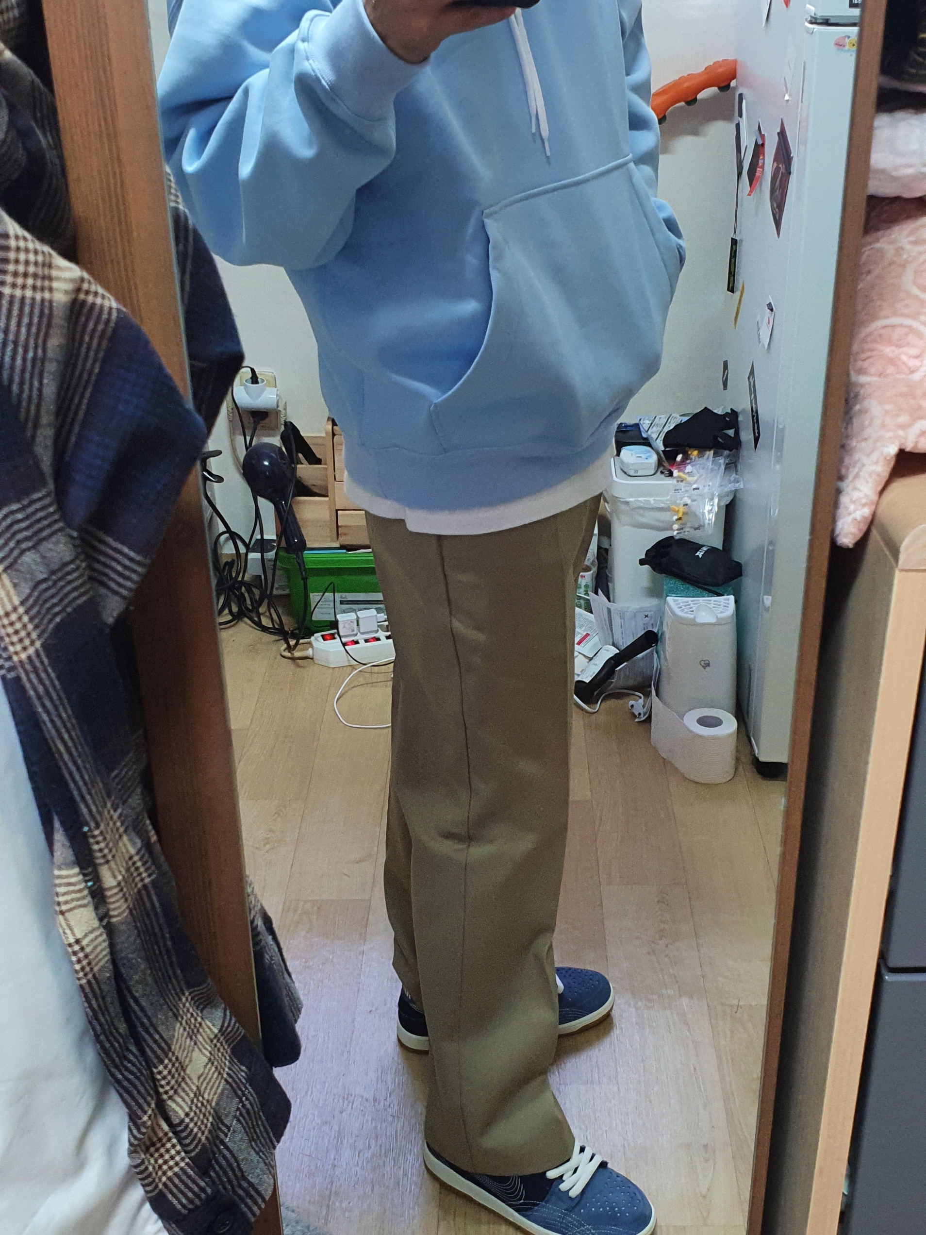 Nike M NRG Hoodie Psychic Blue, Nike SB Dunk Low Pro Mystic Navy 착용 스타일