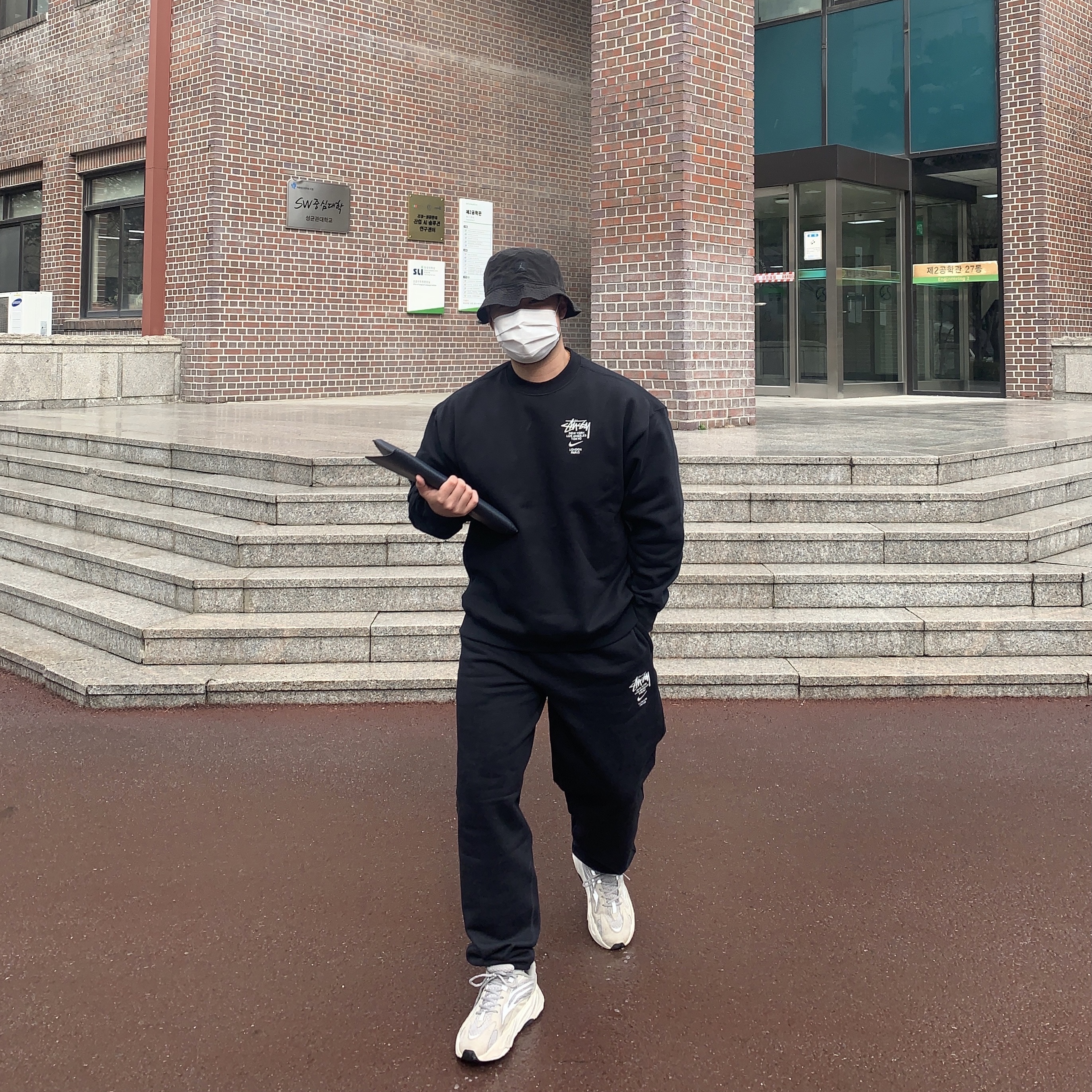 Nike x Stussy NRG ZR Fleece Pants Black - US/EU, Nike x Stussy NRG ZR Fleece Crewneck Black - US/EU 착용 스타일 - 1