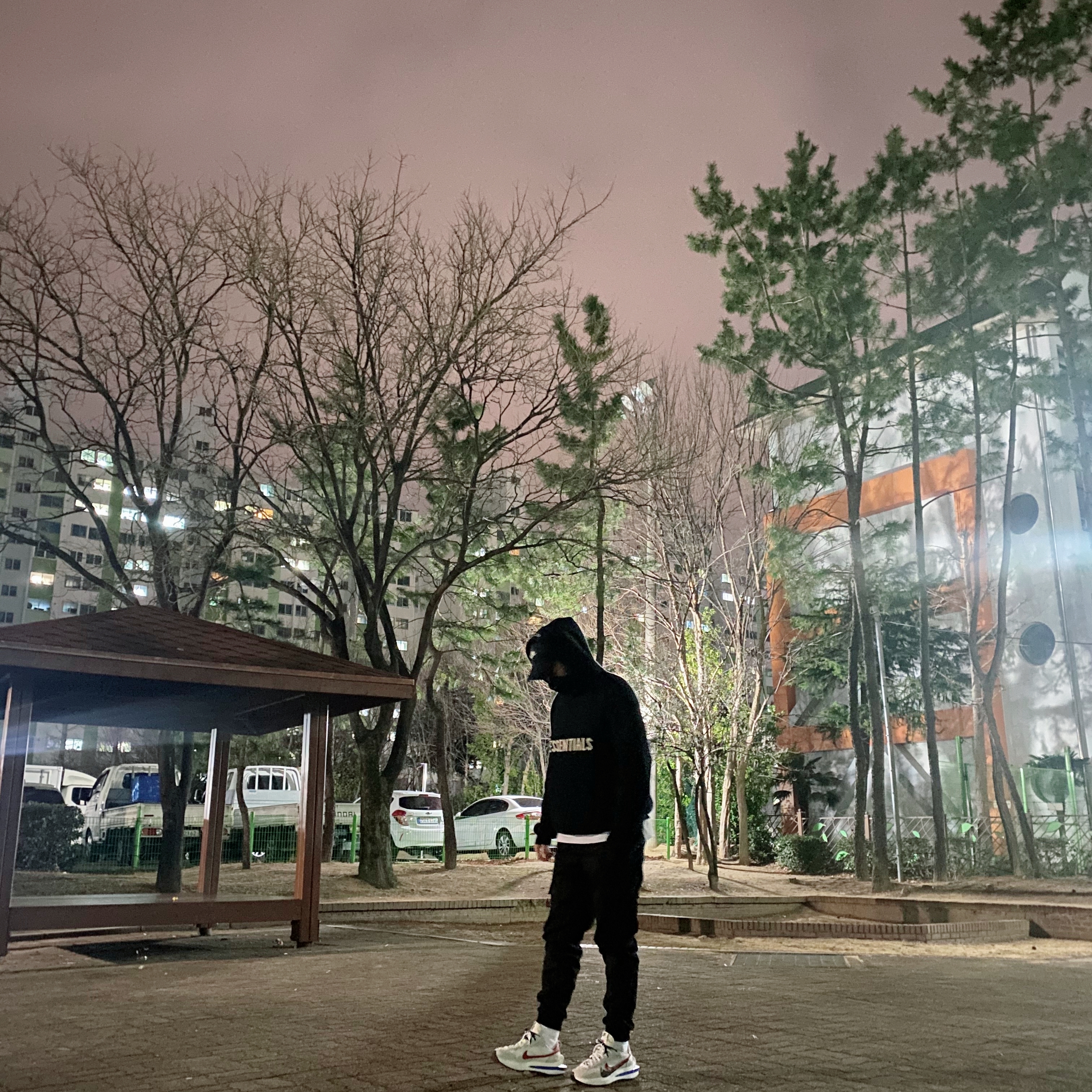 Essentials Knit Hoodie Black - 20FW, Nike x Sacai VaporWaffle Royal Fuchsia 착용 스타일