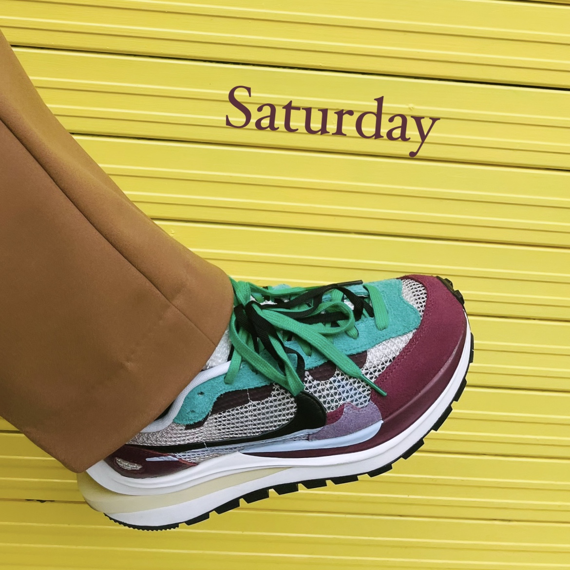Nike x Sacai VaporWaffle String & Black Villain Red 착용 스타일