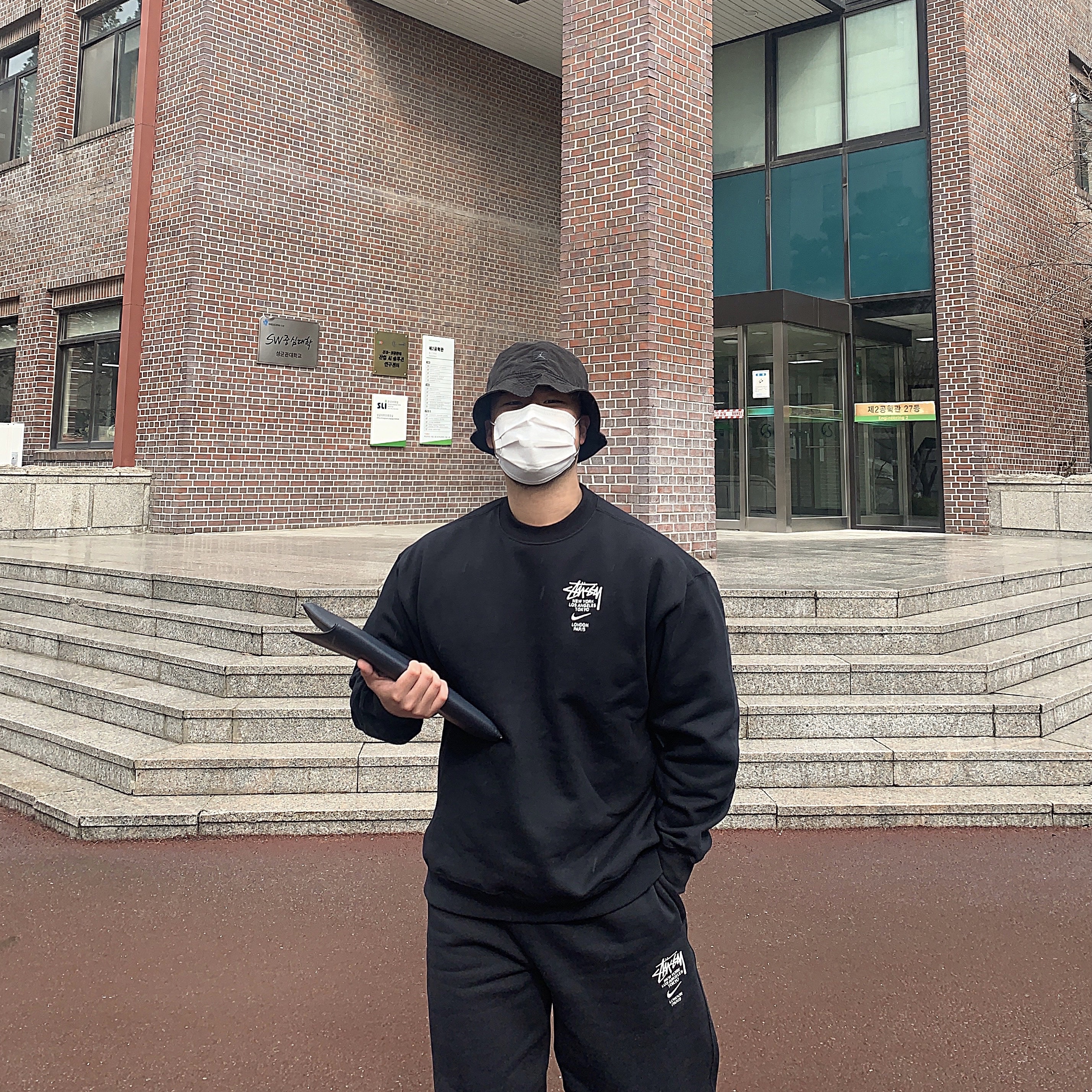 Nike x Stussy NRG ZR Fleece Pants Black - US/EU, Nike x Stussy NRG ZR Fleece Crewneck Black - US/EU 착용 스타일 - 2