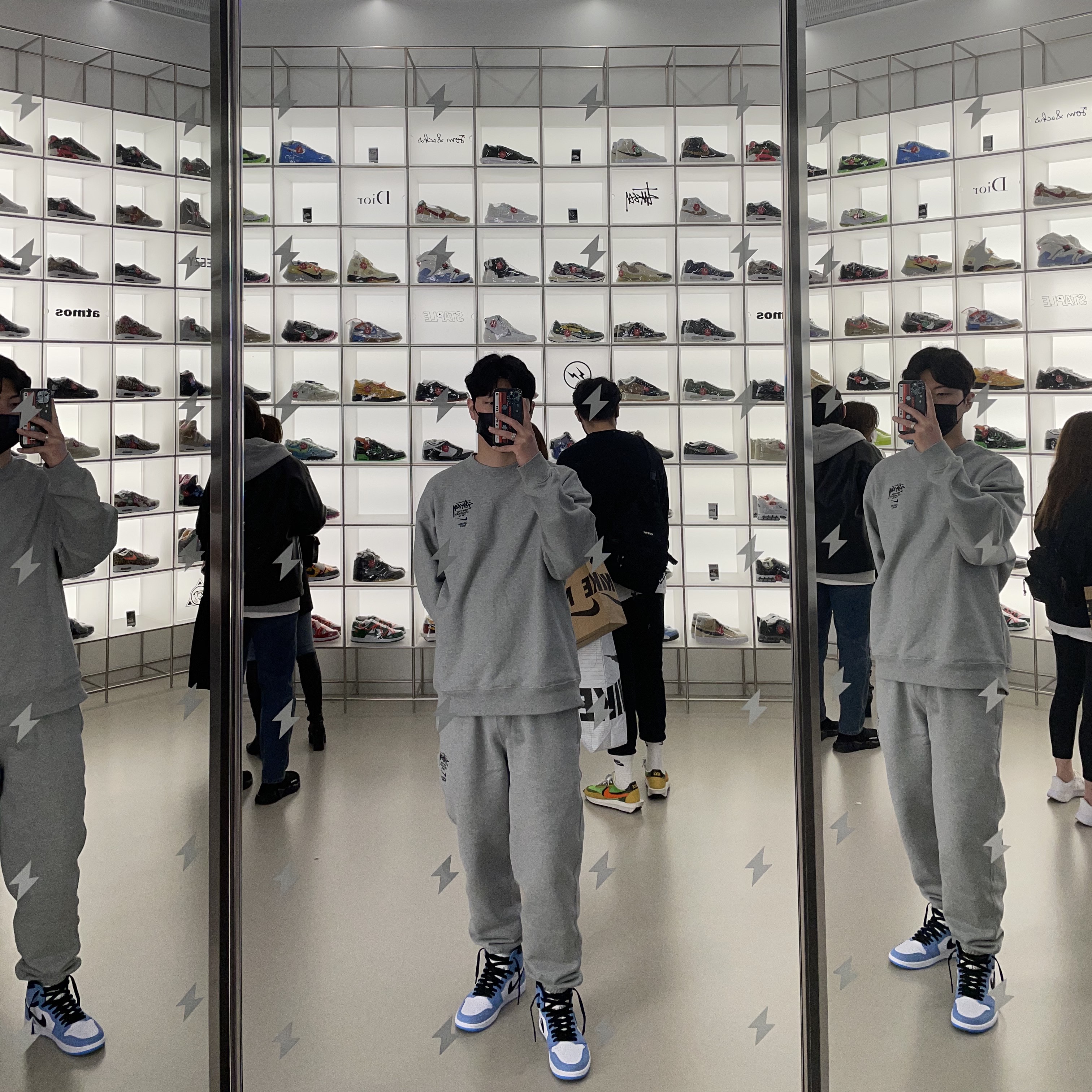 Nike x Stussy NRG ZR Fleece Crewneck Heather Grey - US/EU, Nike x Stussy NRG ZR Fleece Pants Heather Grey - Asia 착용 스타일