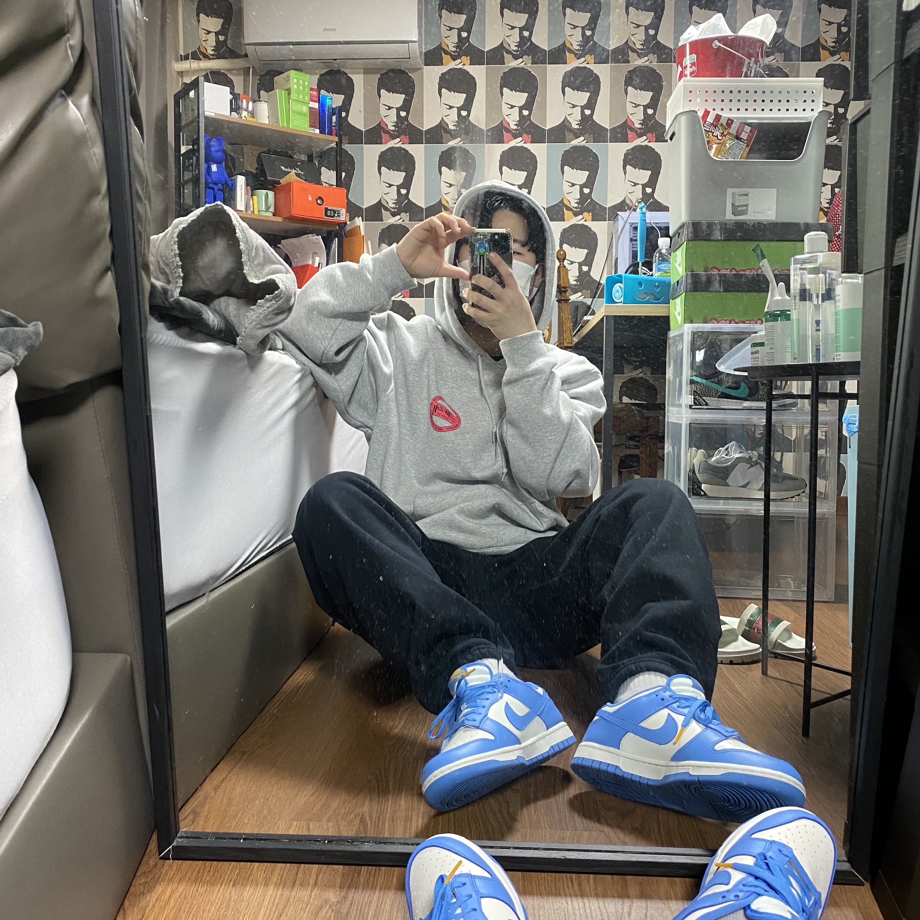 (W) Nike Dunk Low Coast, Nike x Stussy NRG ZR Fleece Pants Black - US/EU 착용 스타일