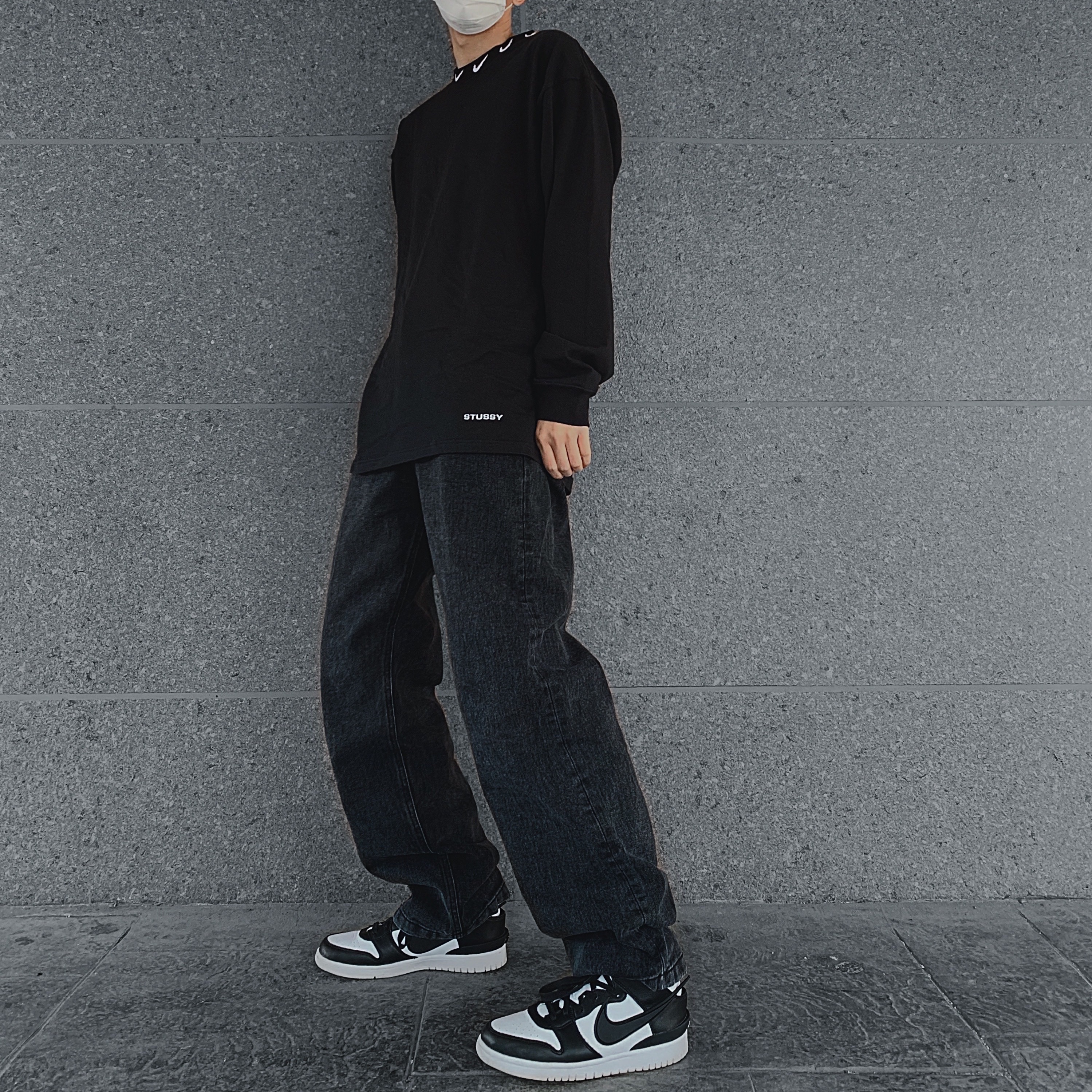 Nike x Stussy NRG BR LS Knit Top, Nike x Ambush Dunk High Black 착용 스타일