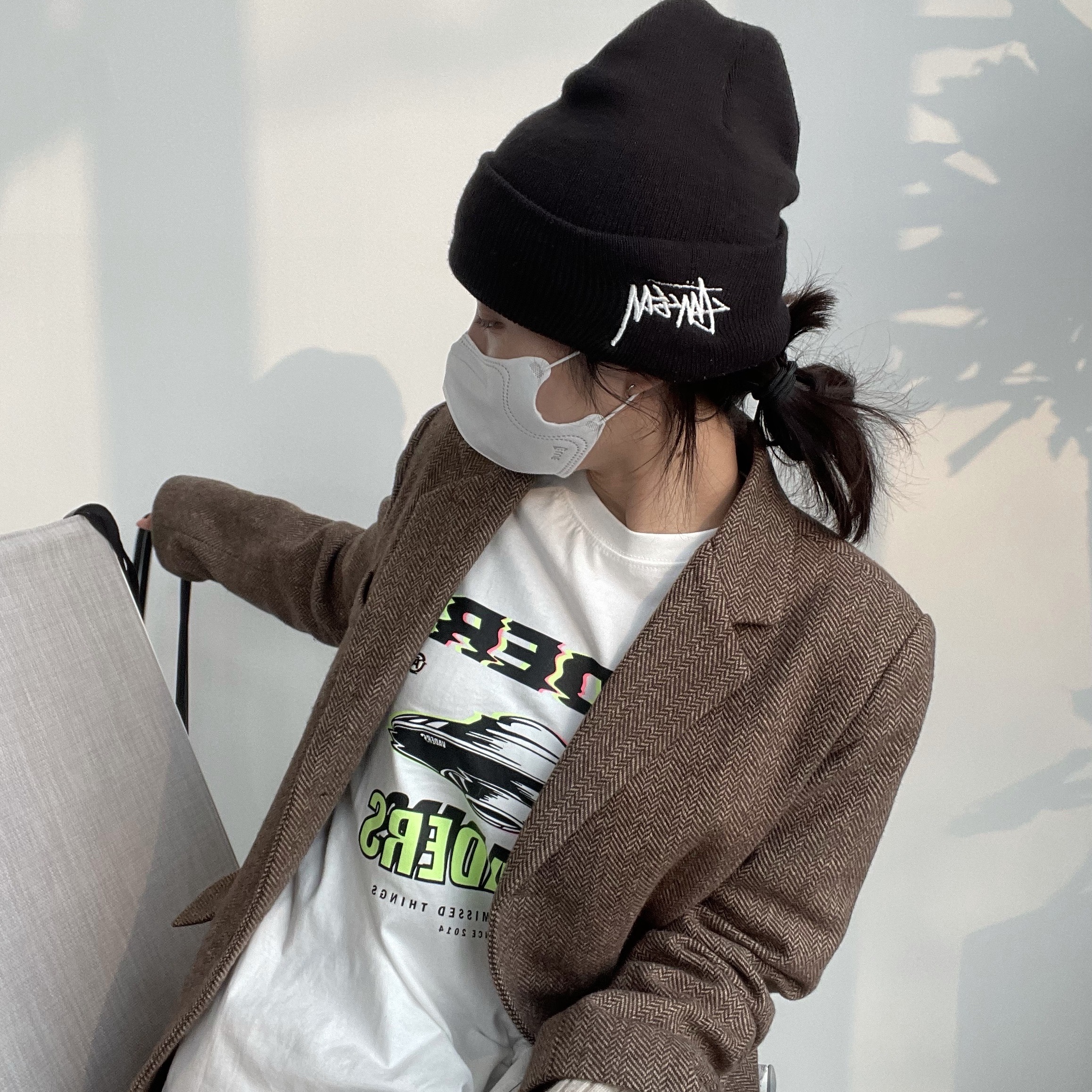 Nike x Stussy Cuff Beanie Black 착용 스타일 - 2