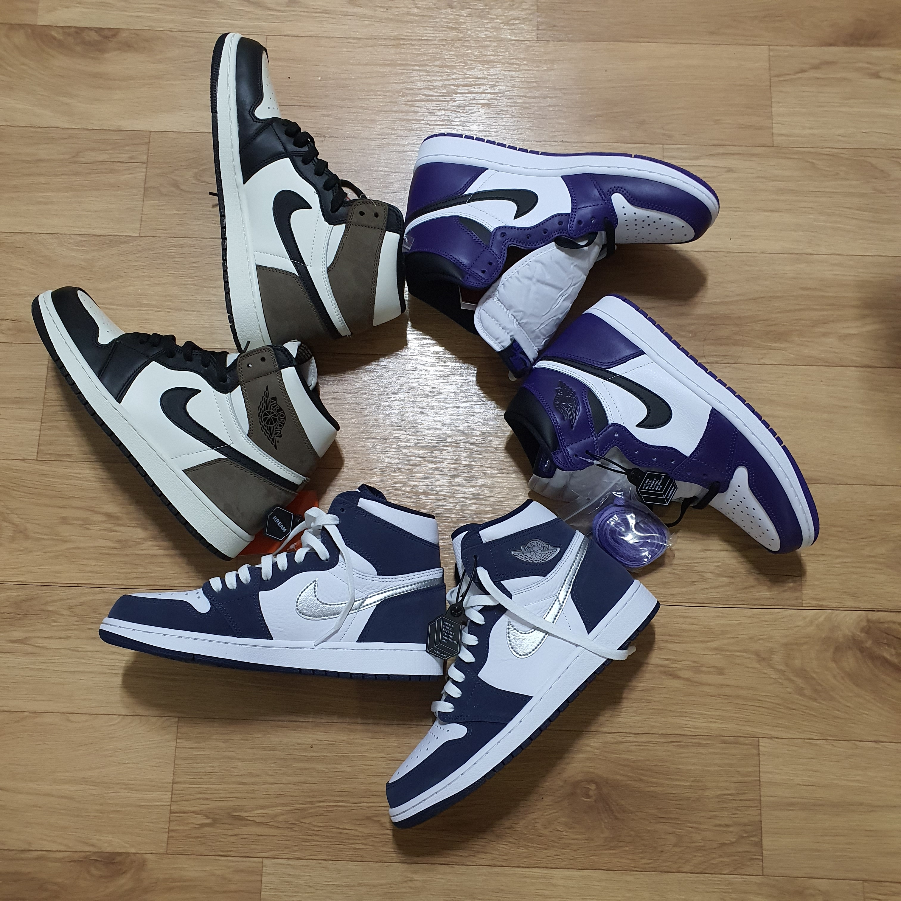 Jordan 1 Retro High OG Black Mocha, Jordan 1 Retro High OG CO.JP Midnight Navy 착용 스타일 - 1