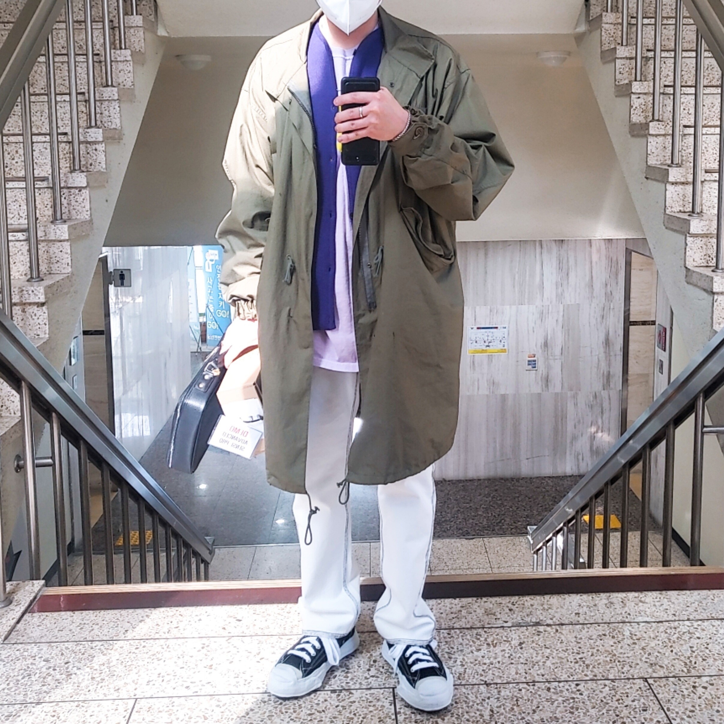 Maison Mihara Yasuhiro Hank OG Sole Canvas Low-top Sneakers Black 착용 스타일