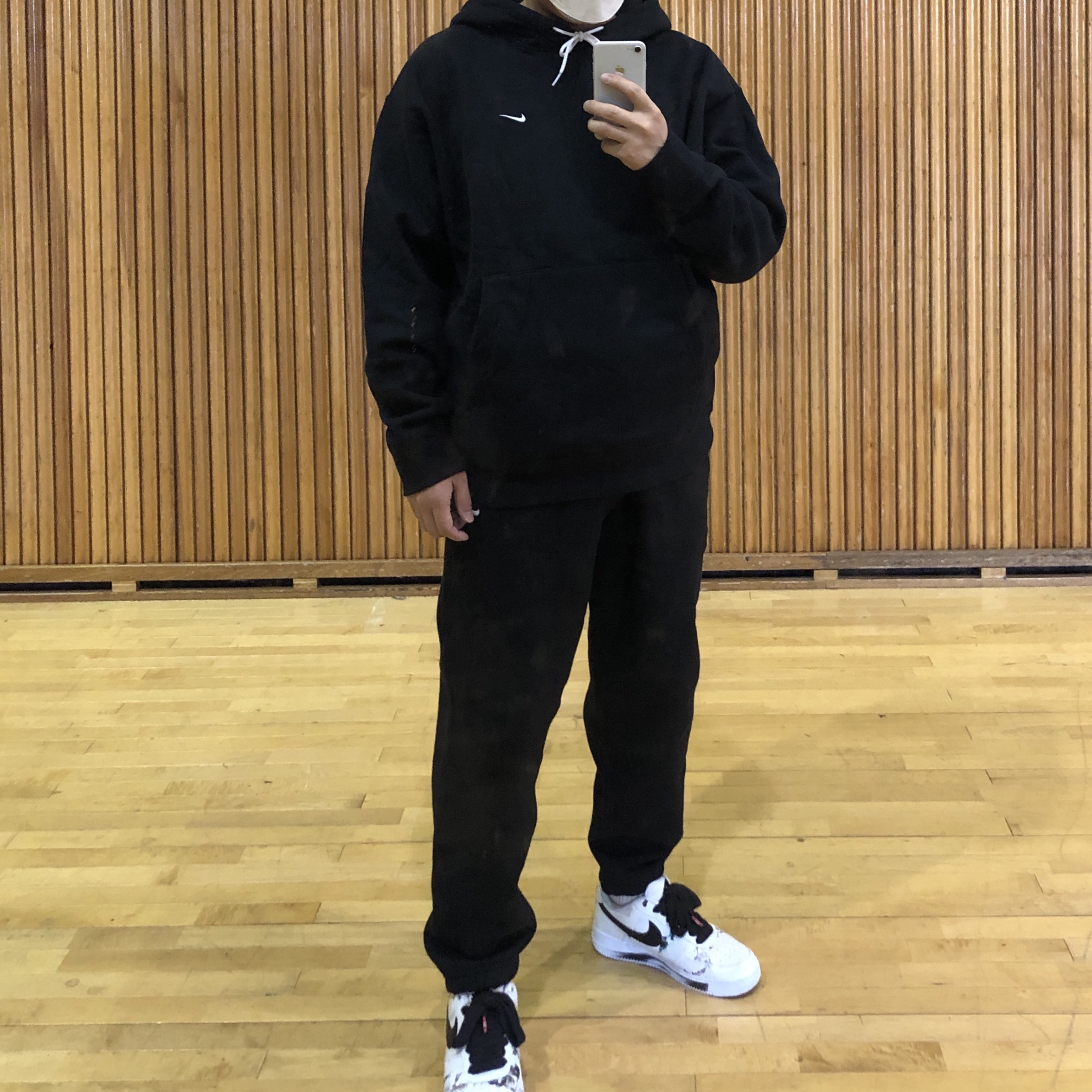 Nike x Peaceminusone Air Force 1 Low Para-Noise 2.0, Nike NRG Solo Swoosh Fleece Pants Black - US/EU 착용 스타일 - 1