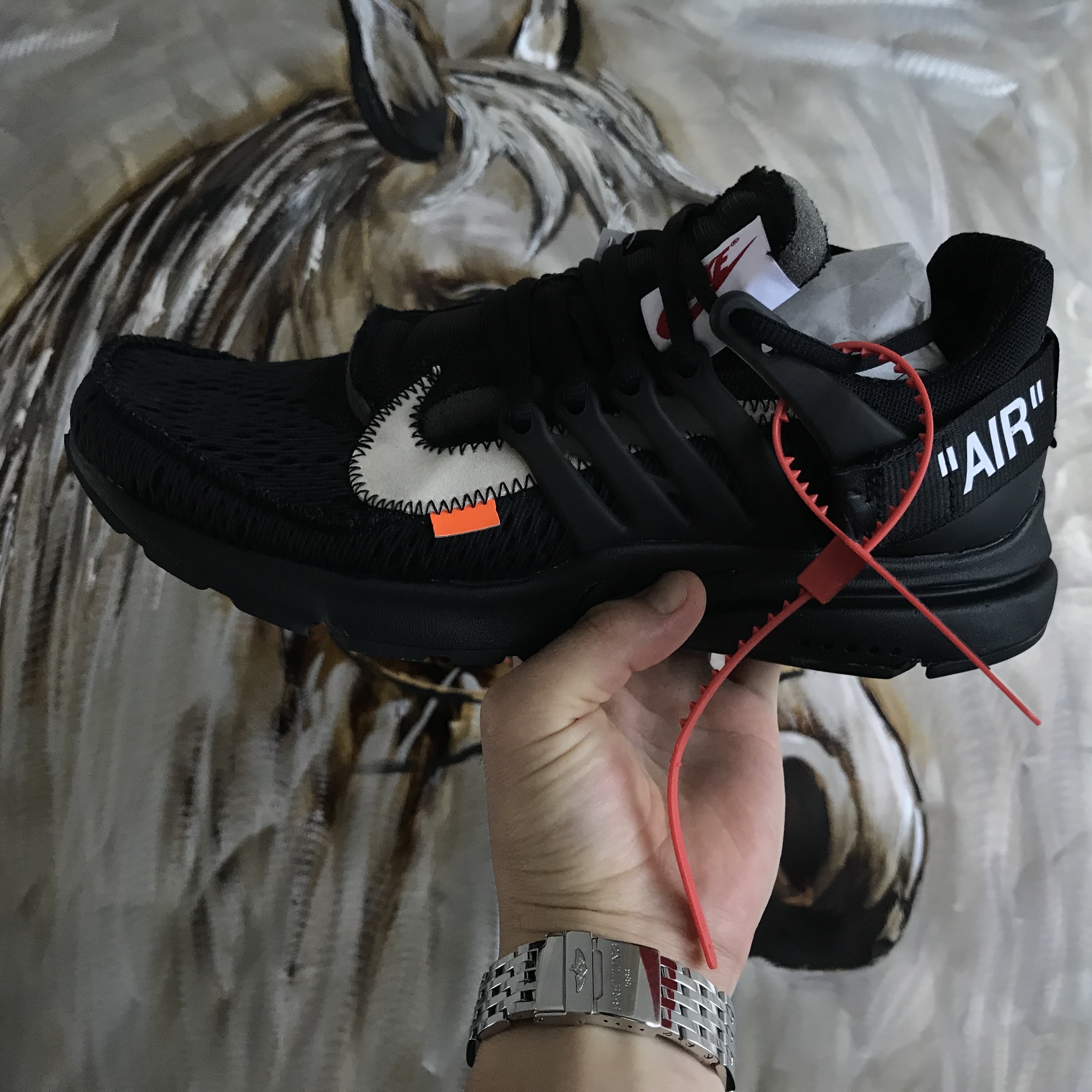 Nike x Off-White Air Presto Black, Nike x Off-White Air Presto White 착용 스타일 - 1
