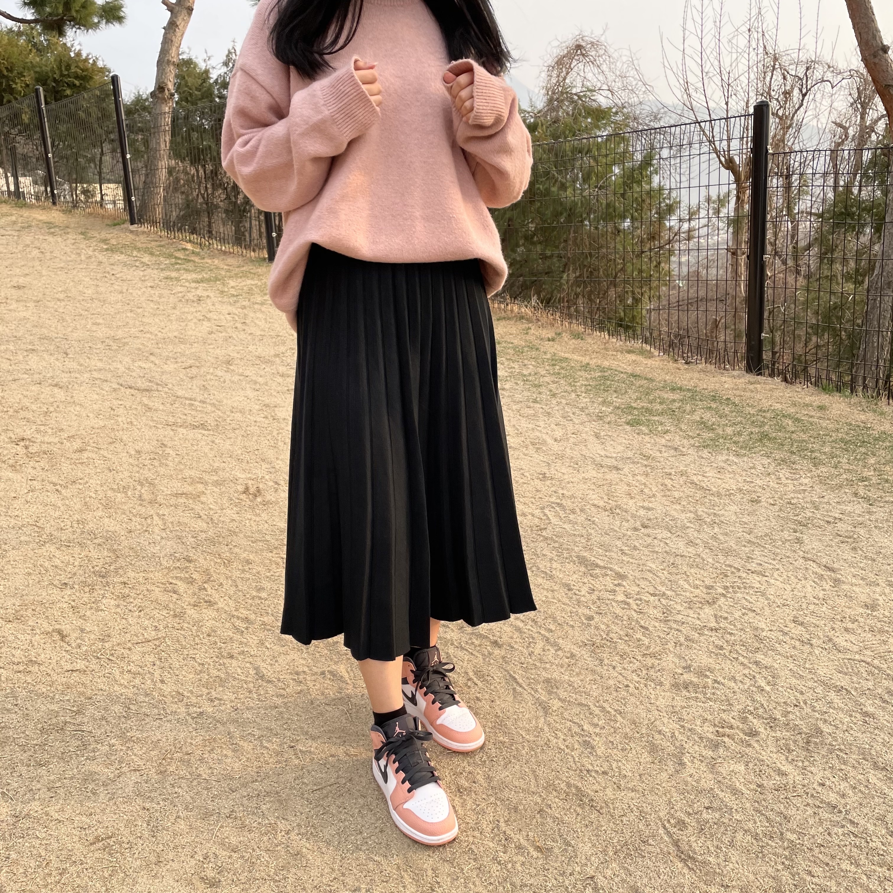 (GS) Jordan 1 Mid Pink Quartz 착용 스타일 - 2
