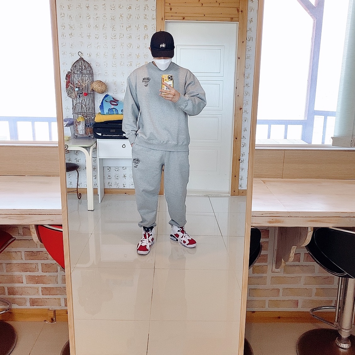 Nike x Stussy NRG ZR Fleece Crewneck Heather Grey - US/EU, Nike x Stussy NRG ZR Fleece Pants Heather Grey - US/EU 착용 스타일
