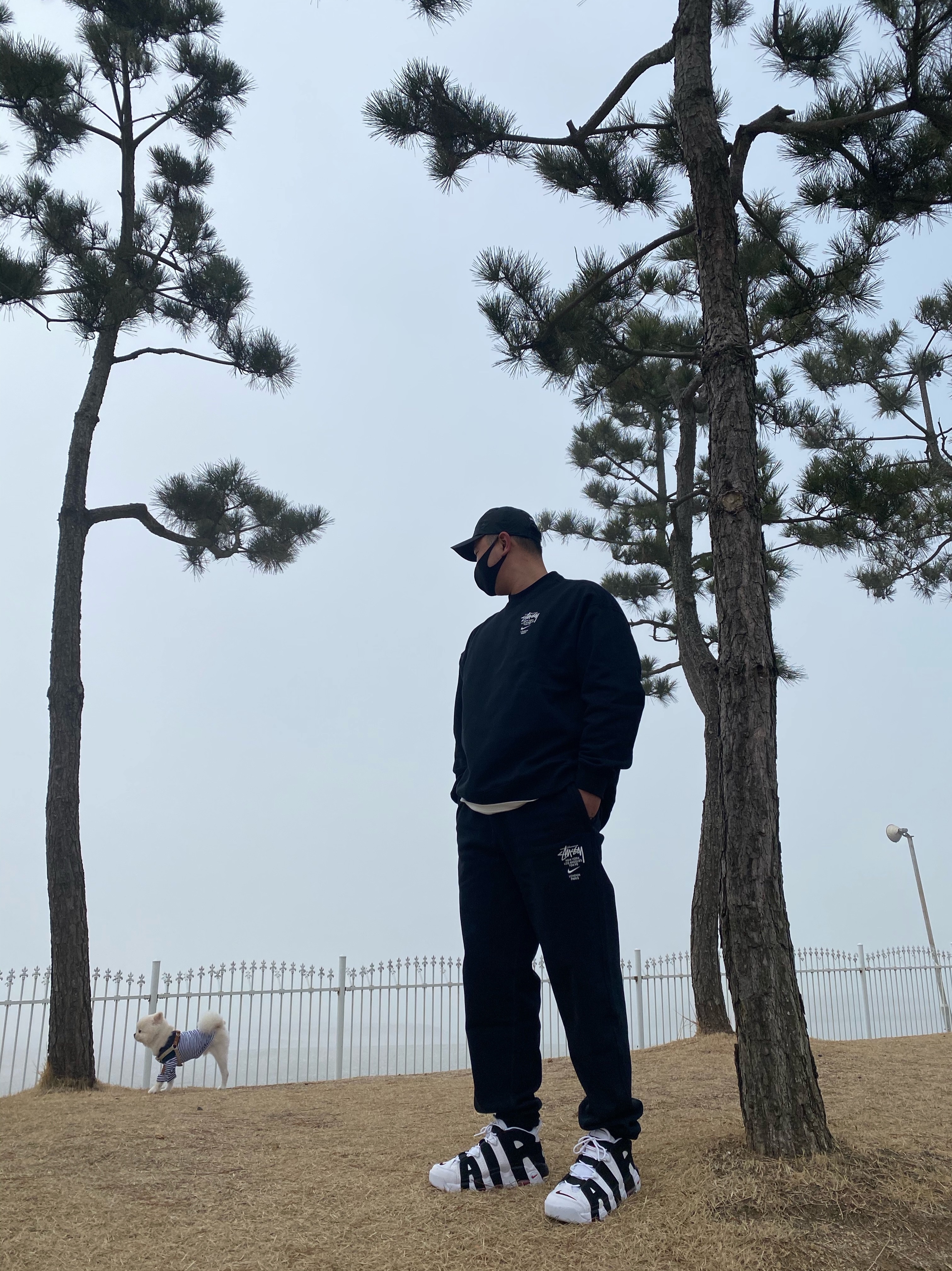 Nike x Stussy NRG ZR Fleece Pants Black - US/EU, Nike x Stussy NRG ZR Fleece Crewneck Black - US/EU 착용 스타일