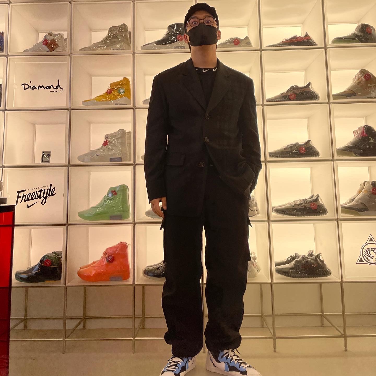Nike x Stussy NRG BR LS Knit Top, Nike x Sacai Blazer Mid White Black Legend Blue 착용 스타일 - 3