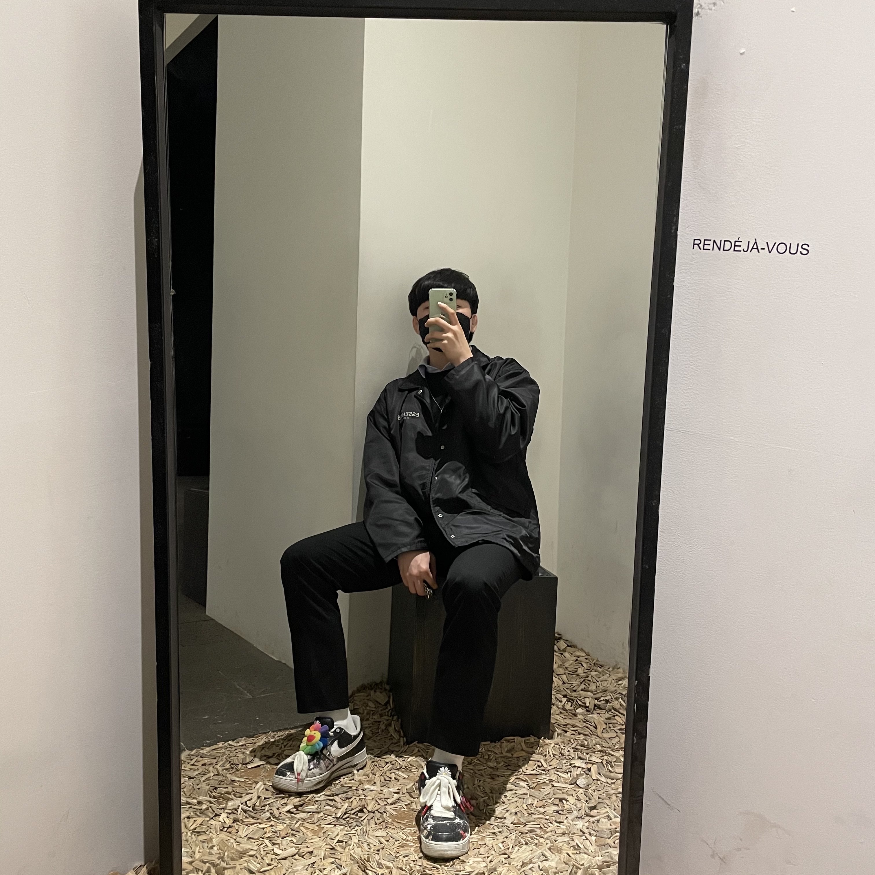 Nike x Peaceminusone Air Force 1 Low Para-Noise, Essentials Coach Jacket Dark Slate/Stretch Limo/Black - 20FW 착용 스타일