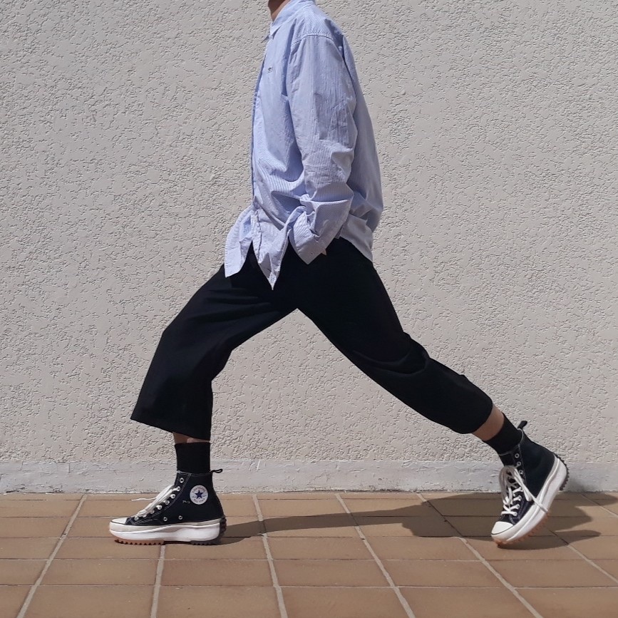 Converse x JW Anderson Run Star Hike Hi Black 착용 스타일