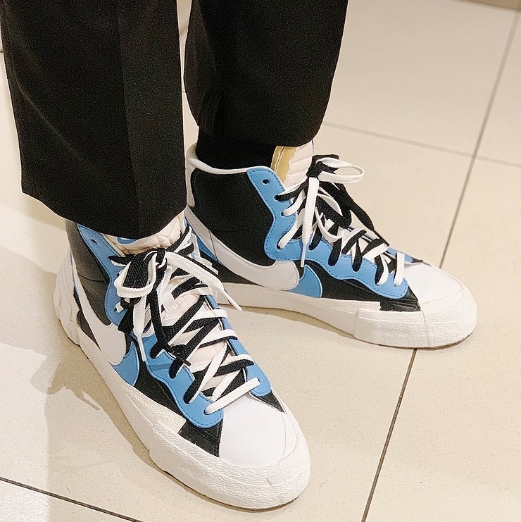 Nike x Sacai Blazer Mid White Black Legend Blue 착용 스타일