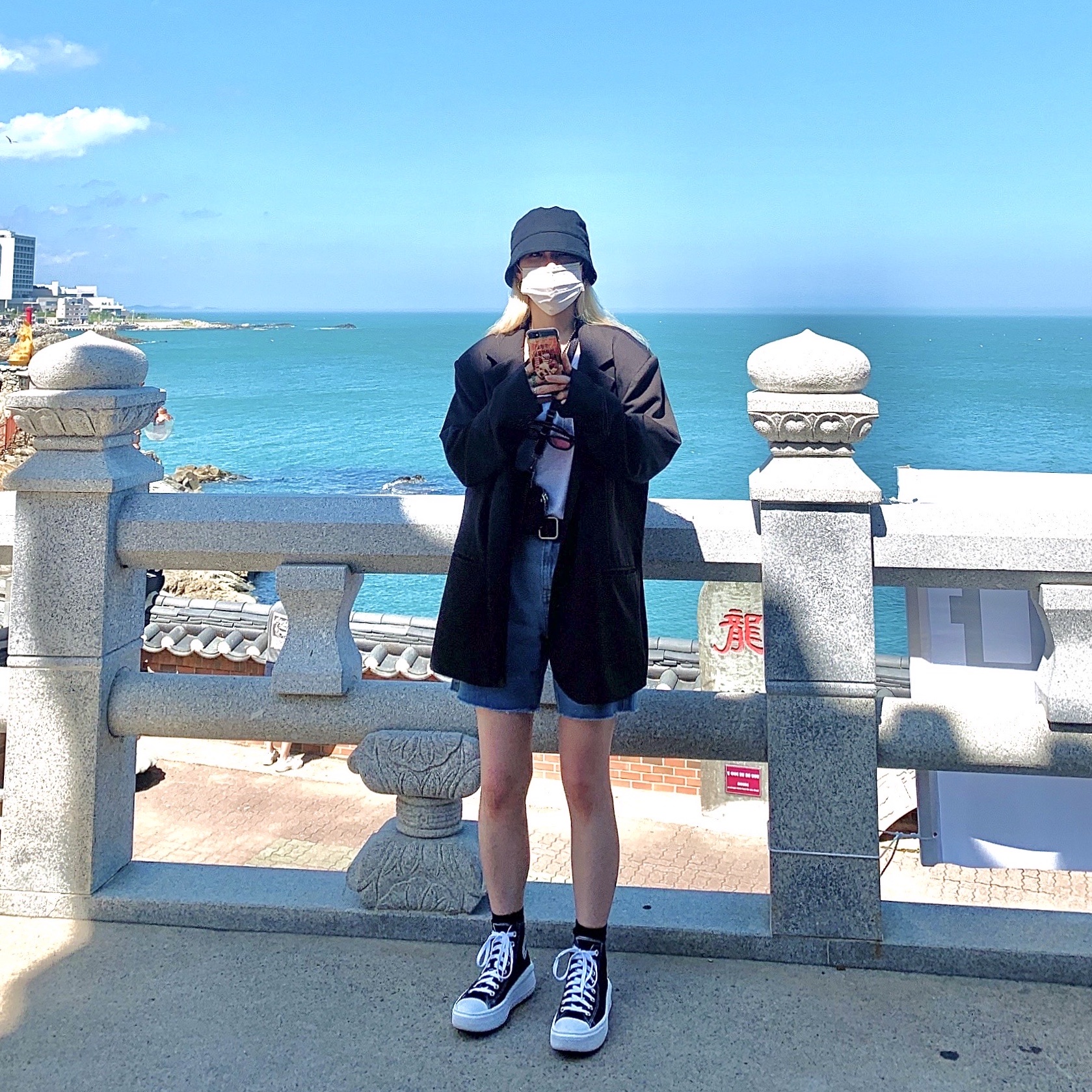 (W) Converse Chuck Taylor All Star Move High Black 착용 스타일 - 1