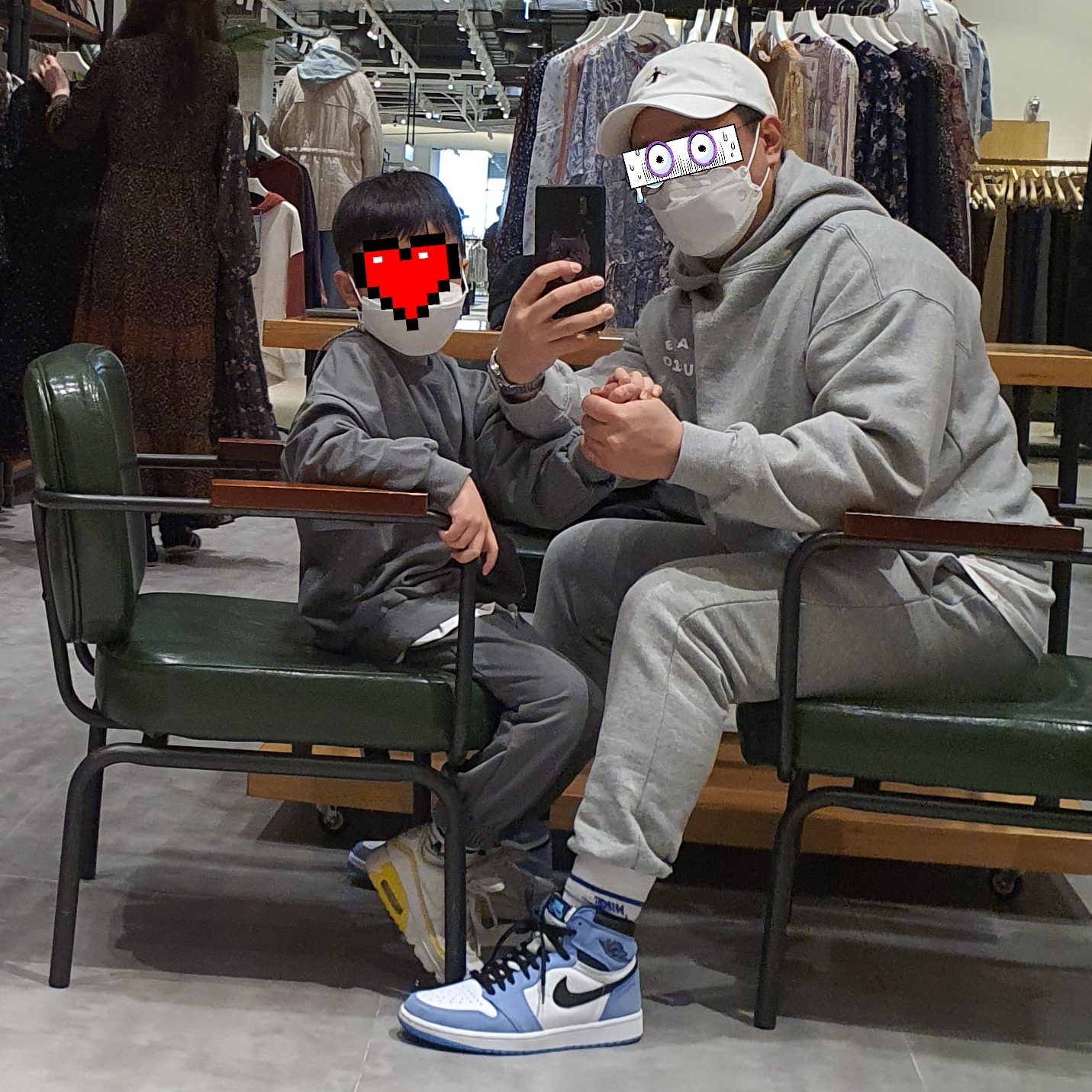 Jordan 1 Retro High OG University Blue, IAB Studio Sweatpants Gray - 21SS 착용 스타일