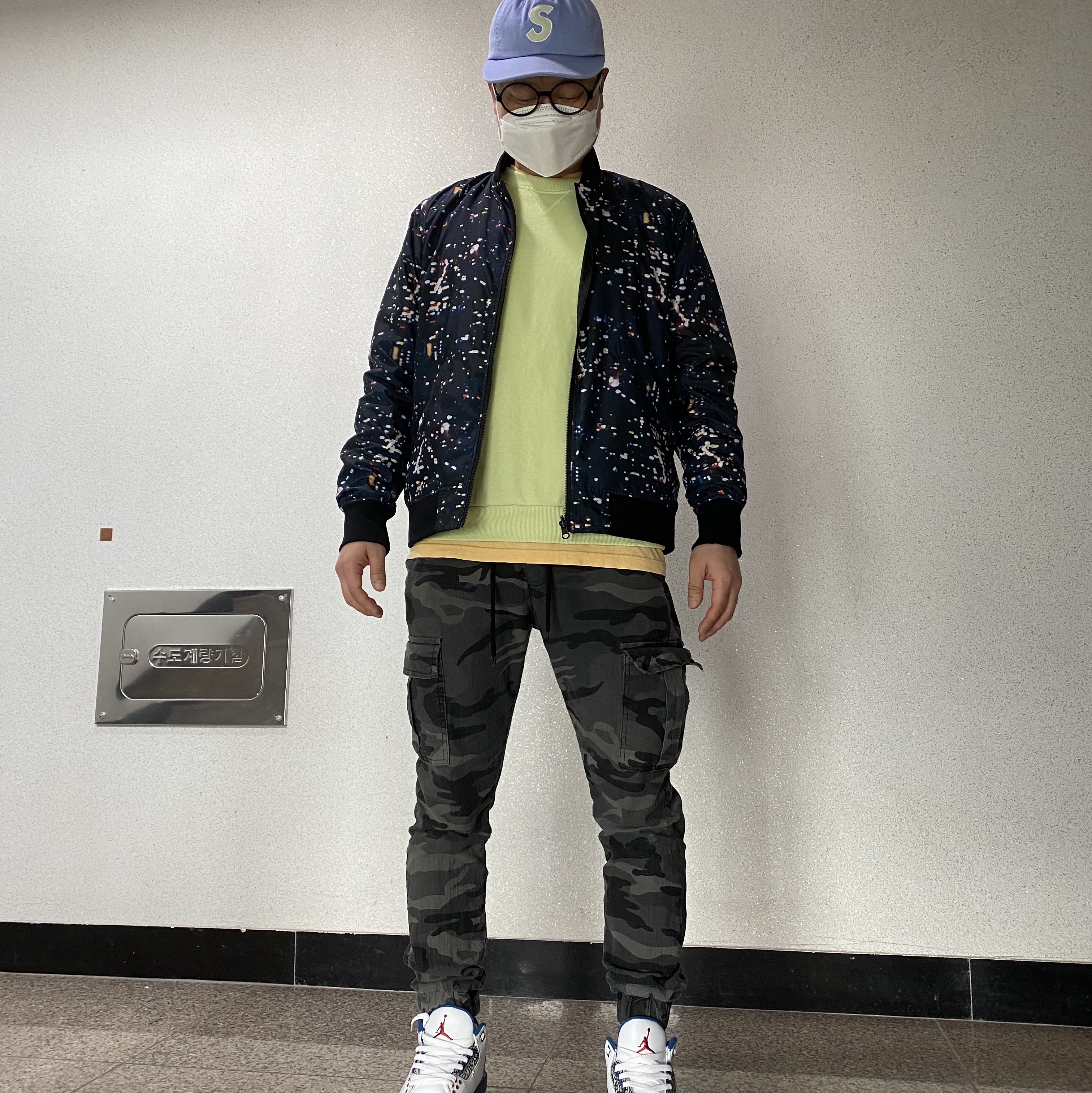 Jordan 3 Retro OG True Blue 2016, Supreme Gore-Tex S Logo 6-Panel Orange - 20FW 착용 스타일 - 2