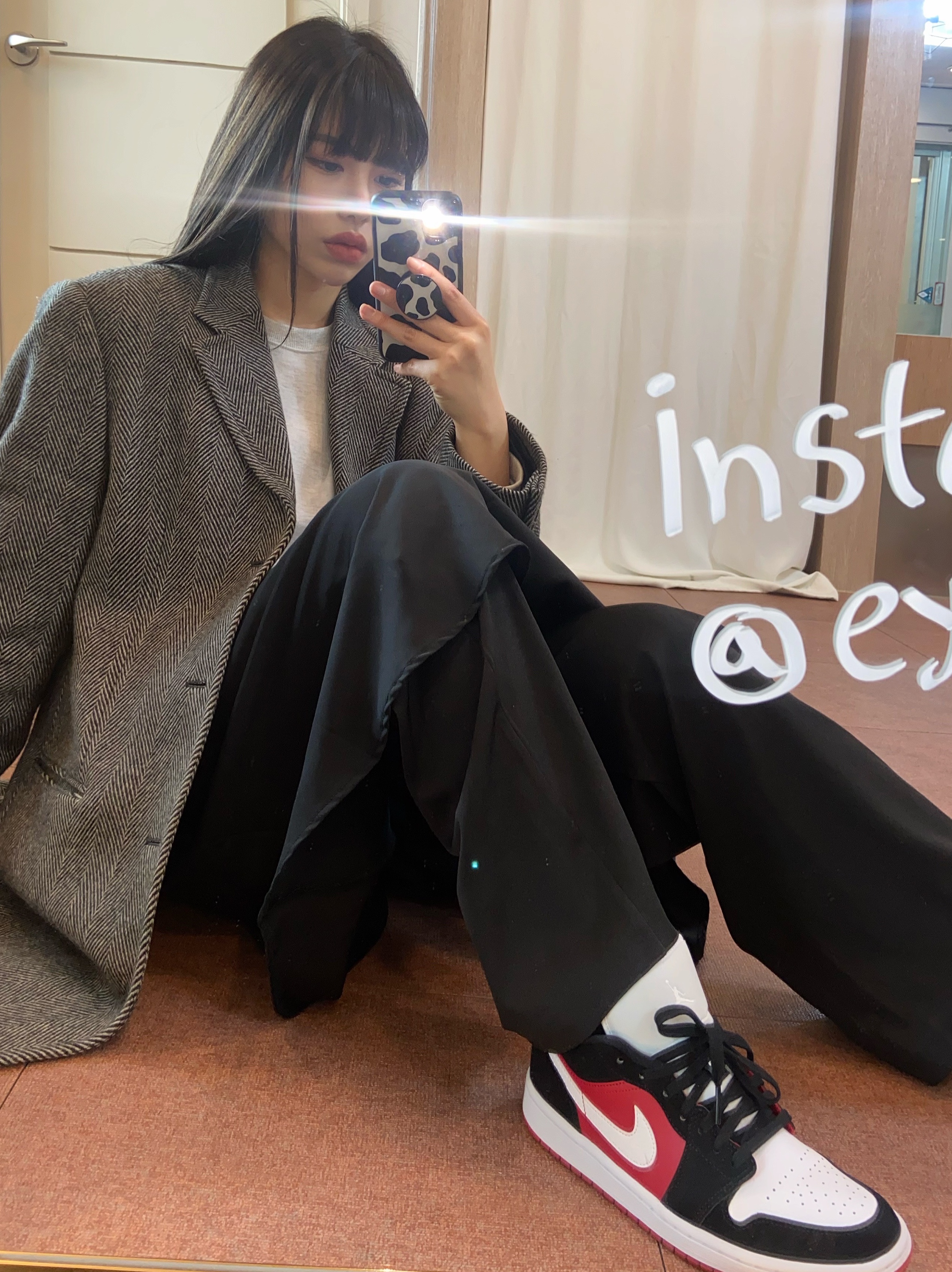 (W) Jordan 1 Low Gym Red Black White 착용 스타일