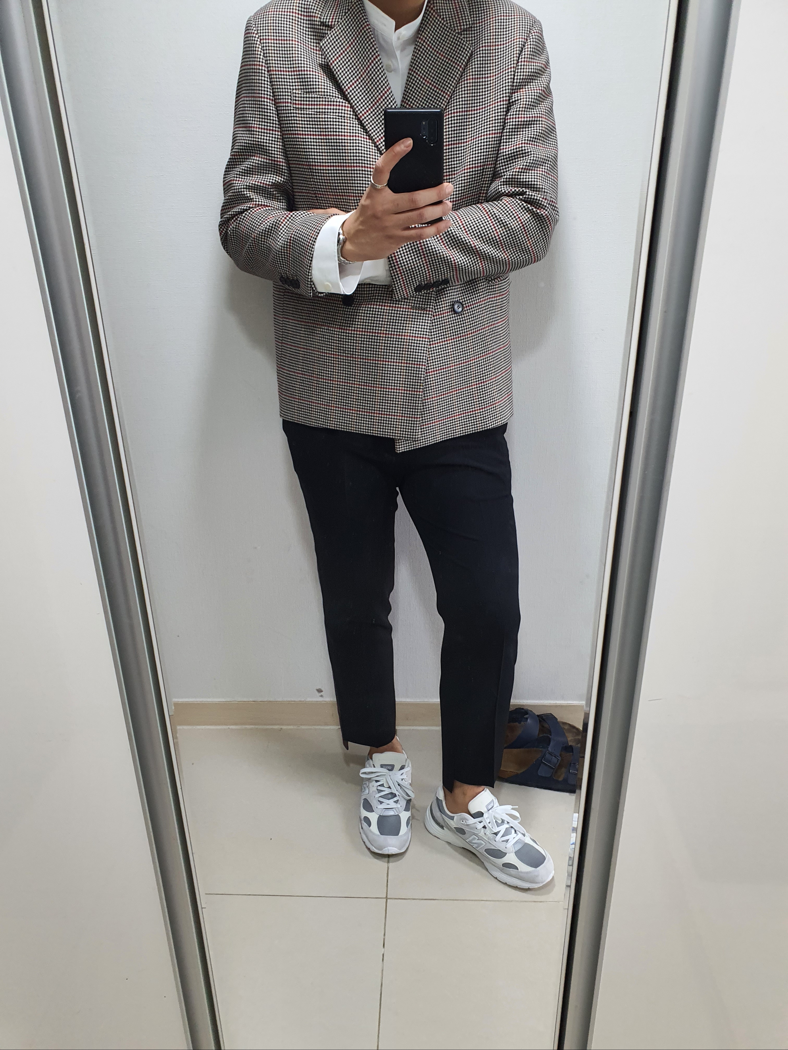 New Balance 992 Made in USA White Silver 착용 스타일