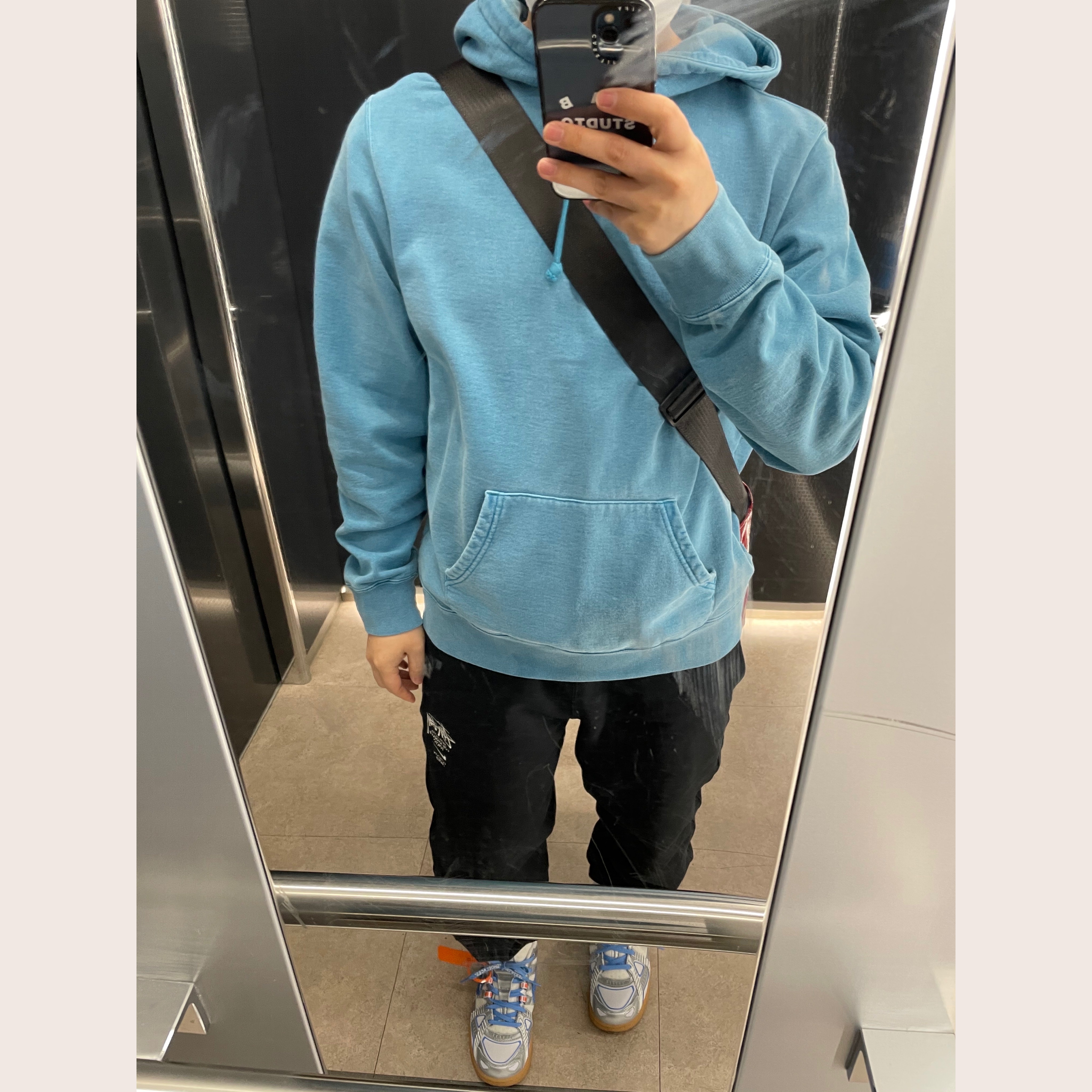Nike x Stussy NRG ZR Fleece Pants Black - US/EU, Nike x Off-White Air Rubber Dunk University Blue 착용 스타일