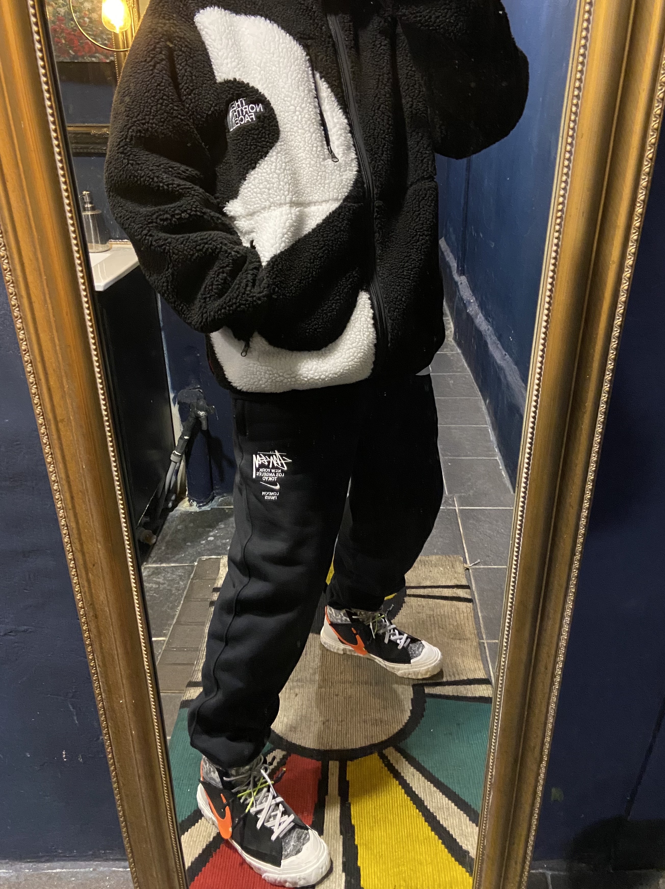 Supreme x The North Face S Logo Hooded Fleece Jacket Black - 20FW, Nike x Stussy NRG ZR Fleece Pants Black - US/EU 착용 스타일
